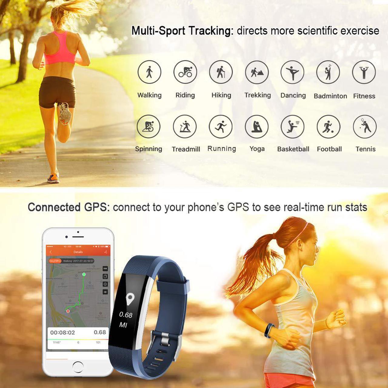Alt view image 4 of 6 - LETSCOM Fitness Tracker HR, Activity Tracker Watch with Heart Rate Monitor, Waterproof Smart Fitness Band with Step Counter, Calorie Counter, Pedometer Watch for Kids Women and Men