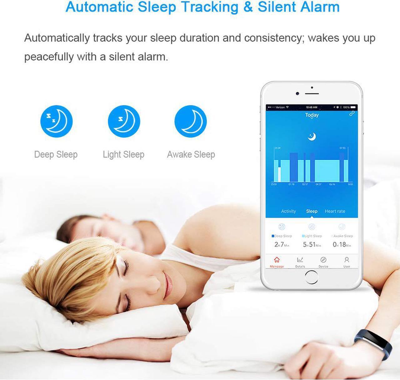 Alt view image 3 of 6 - LETSCOM Fitness Tracker HR, Activity Tracker Watch with Heart Rate Monitor, Waterproof Smart Fitness Band with Step Counter, Calorie Counter, Pedometer Watch for Kids Women and Men