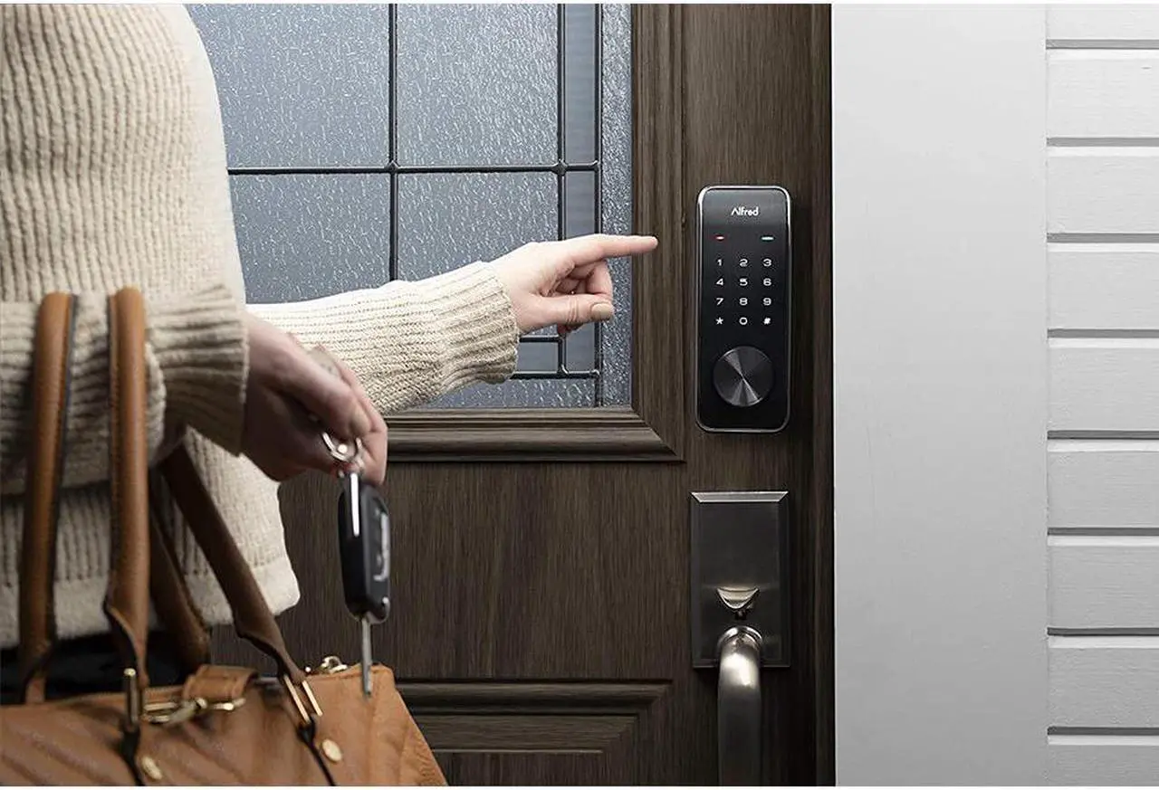 Alt view image 9 of 11 - Alfred DB2-B Smart Door Lock with Bluetooth and keyed-entry - Gold