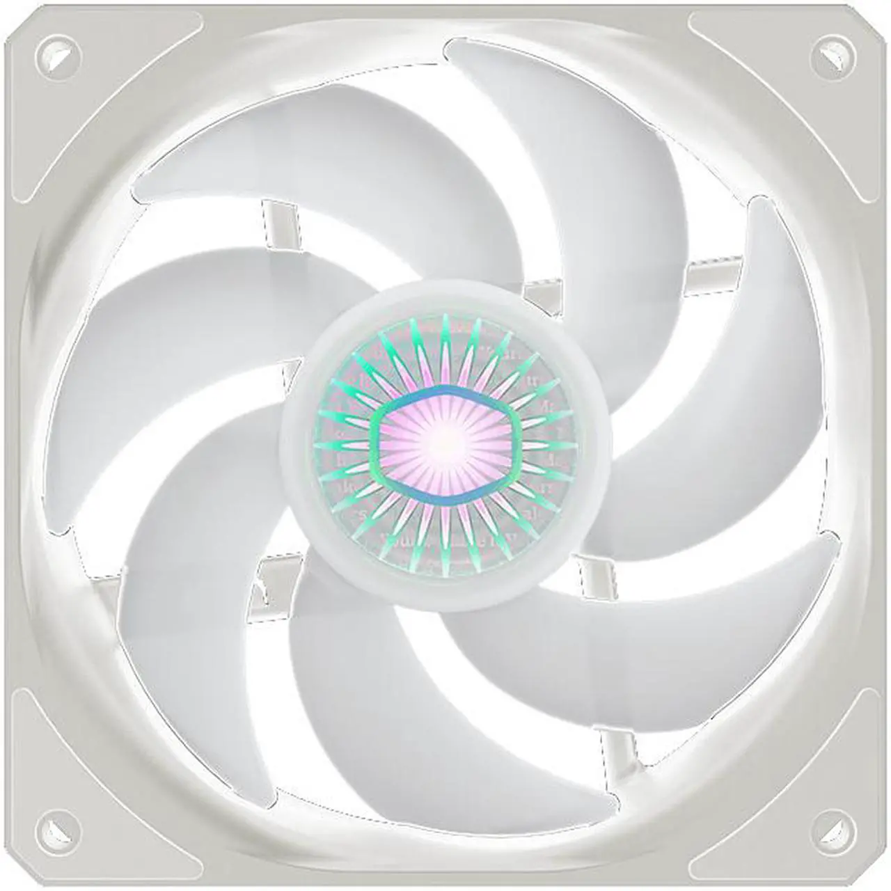 Alt view image 5 of 20 - Cooler Master SickleFlow 120 V2 Addressable RGB Fan (White Edition) - 120mm Square Frame Fan, Air Balance Curve Blade Design, PWM Control for Computer Case & Liquid Radiator