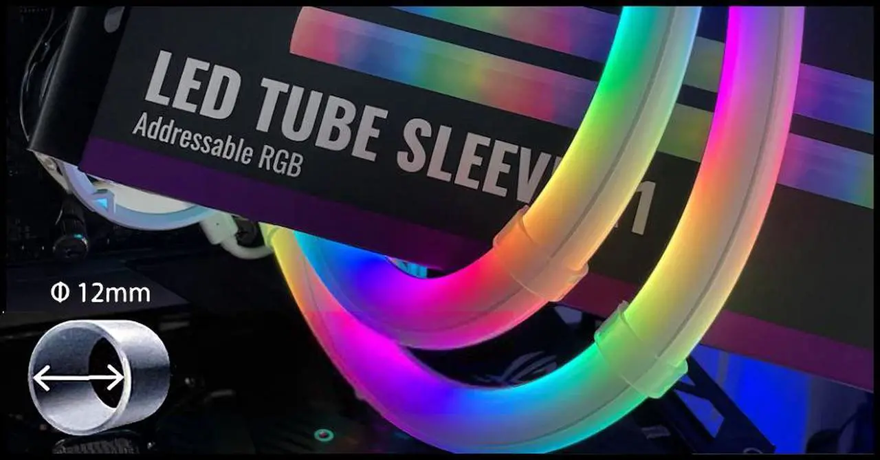 Main image of Cooler Master LED Tube Sleeve A1 -12mm Diameter (Pack of 2) - 30 Addressable RGB LEDs, Soft Rubber easy molding, ARGB Lighting for Liquid Cooling Tubing /Tube Hose Dia. equal to or less than 12mm