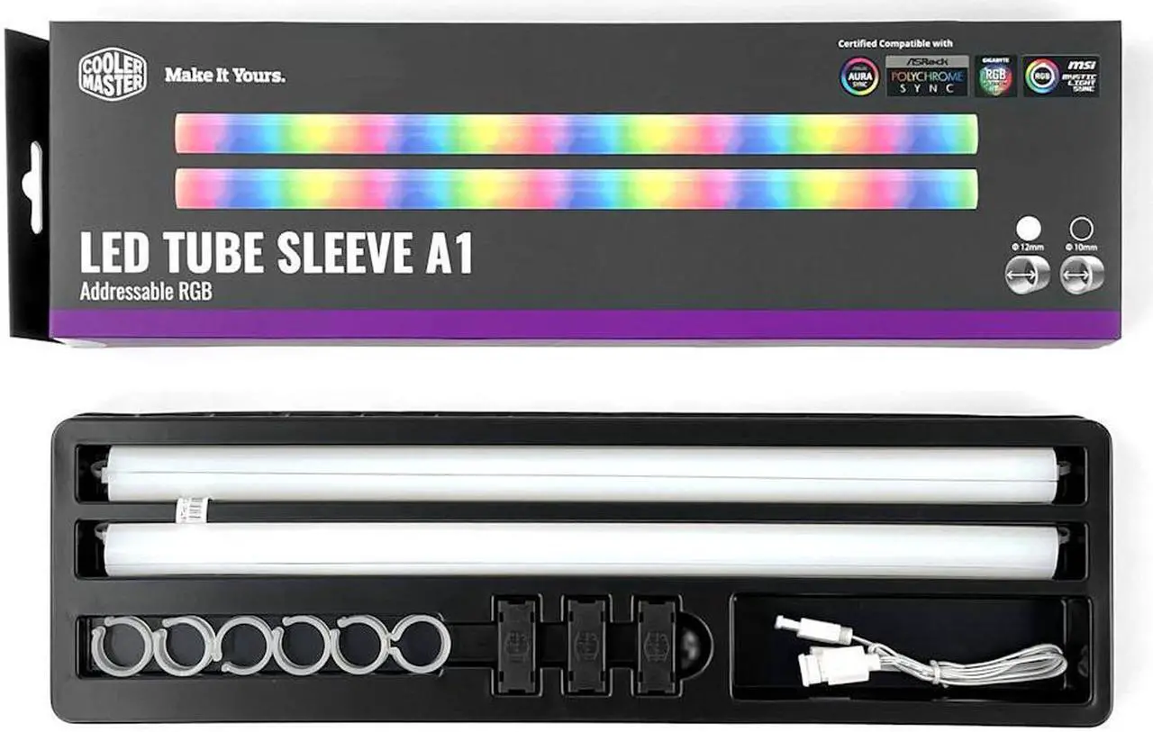 Alt view image 2 of 8 - Cooler Master LED Tube Sleeve A1 -12mm Diameter (Pack of 2) - 30 Addressable RGB LEDs, Soft Rubber easy molding, ARGB Lighting for Liquid Cooling Tubing /Tube Hose Dia. equal to or less than 12mm