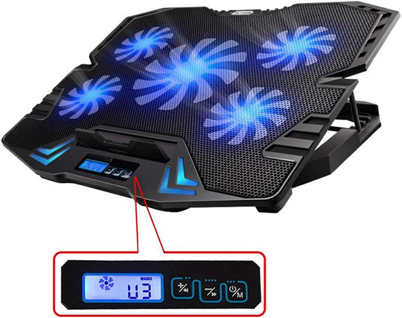 TopMate C5 12-15.6 inch Gaming Laptop Cooler Cooling Pad | 5 Quiet Fans and LCD Screen | 2400RPM Strong Wind Designed for Gamers and Office