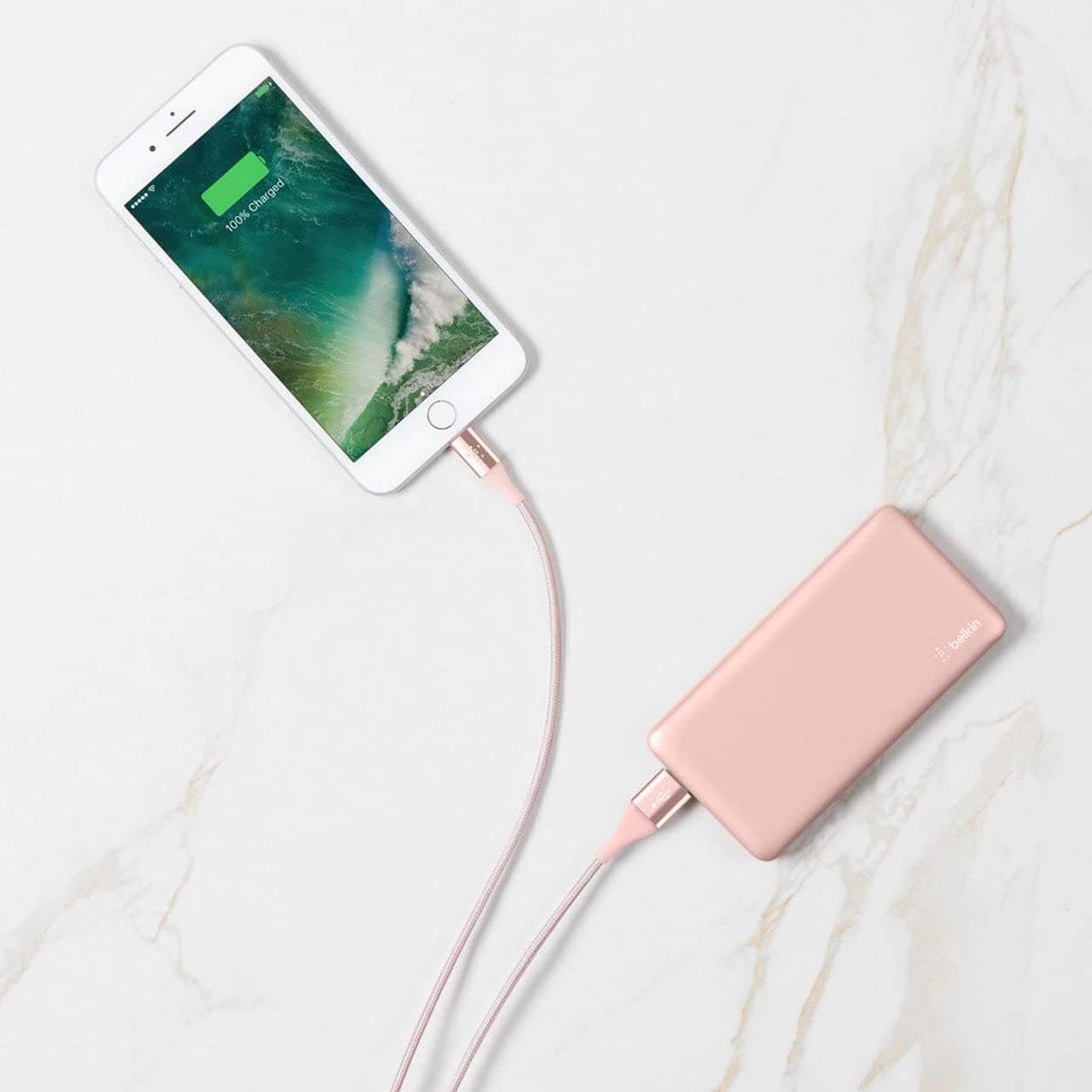 Alt view image 9 of 9 - BELKIN Rose Gold 5000 mAh Pocket Power 5K Power Bank (aka Portable Charger) F7U019BTC00