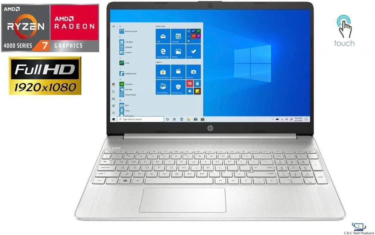 Main image of HP 15.6" Full HD TouchScreen LED IPS Notebook,4th Gen AMD Ryzen 7 4700U 8-Core Processor,8GB DDR4,2TB SSD, AMD Radeon Graphics,Wifi,Bluetooth,USB,HDMI, Windows 10 Pro
