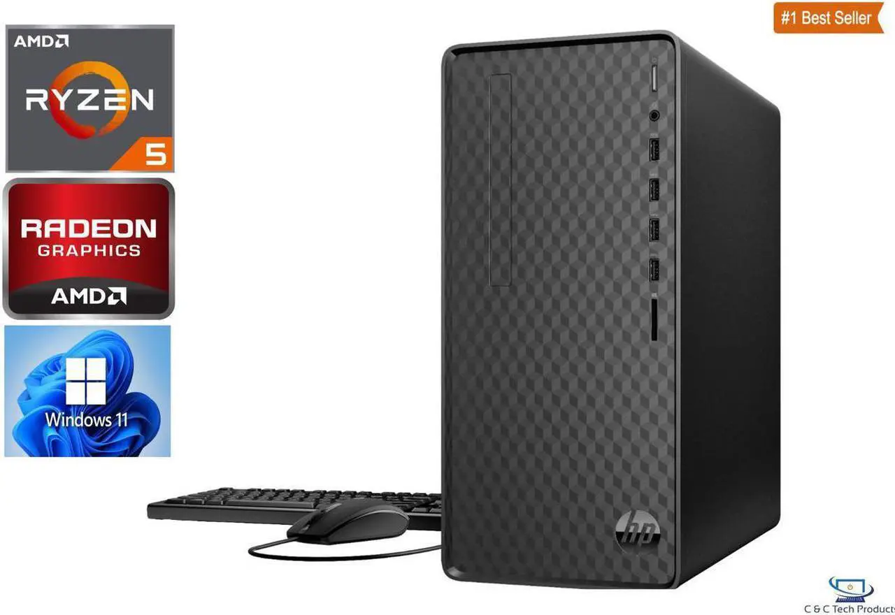 HP Desktop, AMD Ryzen 5 4600G 6-Core Processor,16GB DDR4 RAM,512GB SSD, AMD Radeon Graphics,Wifi-AC,BlueTooth, Dual Monitor Capable, Windows 11 Pro