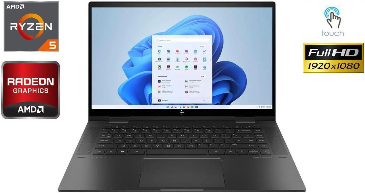 Main image of New HP ENVY X360 2-in-1 15.6" Full HD IPS Touchscreen,AMD Ryzen 5 5625U,16GB DDR4,256GB SSD,AMD Radeon Graphics,Wifi-AX,BlueTooth,USB Type-C,HDMI,Windows 11 Pro