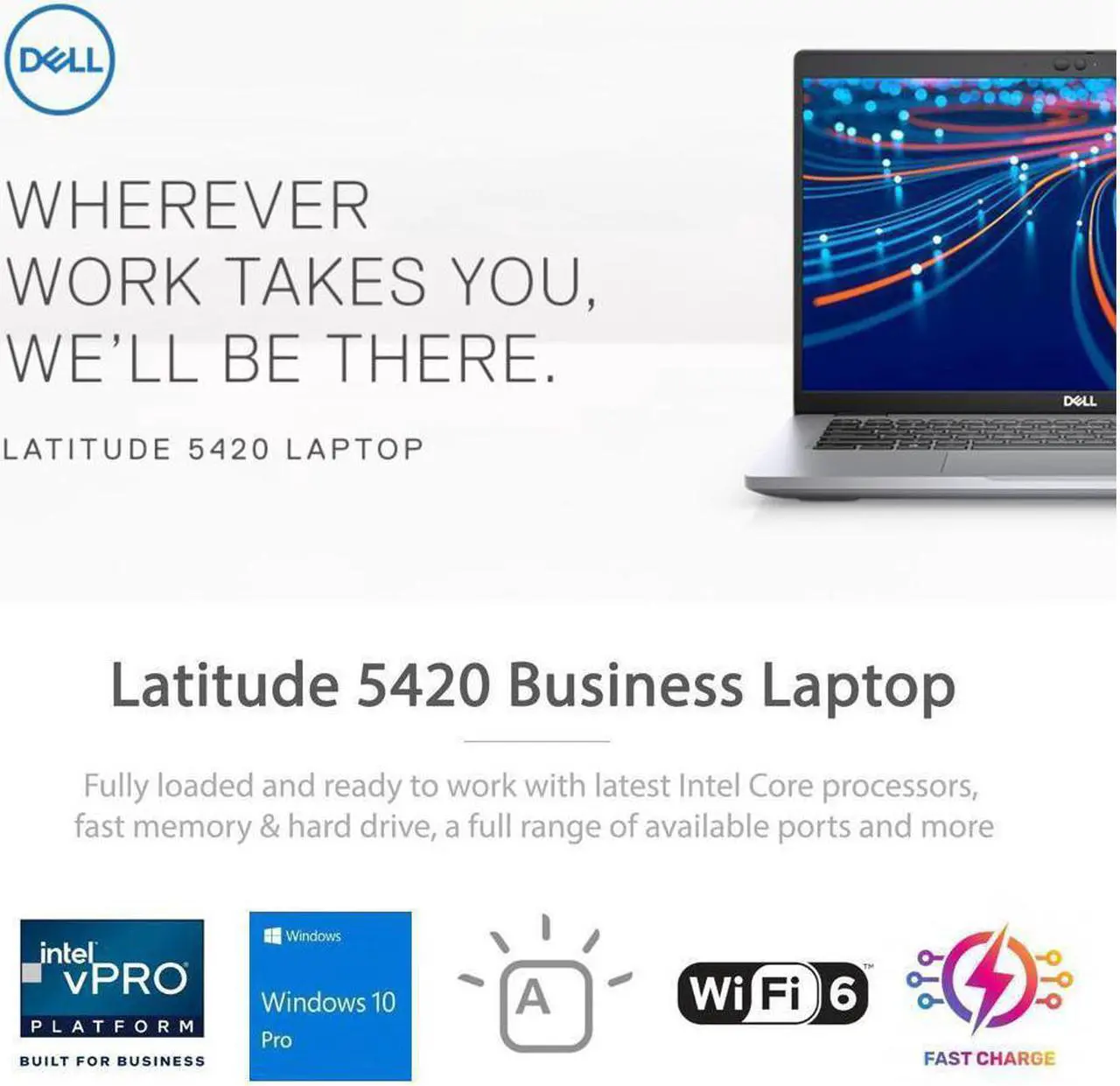 Alt view image 4 of 5 - Dell Latitude 5420 14" Full HD Laptop,11th Gen Intel Core i5-1145G7 Vpro Processor,16GB DDR4,256GB SSD,Intel Iris Xe Graphics,Wifi-AX,Bluetooth,HDMI,ThunderBolt,Smart Card Reader,Windows 10 Pro