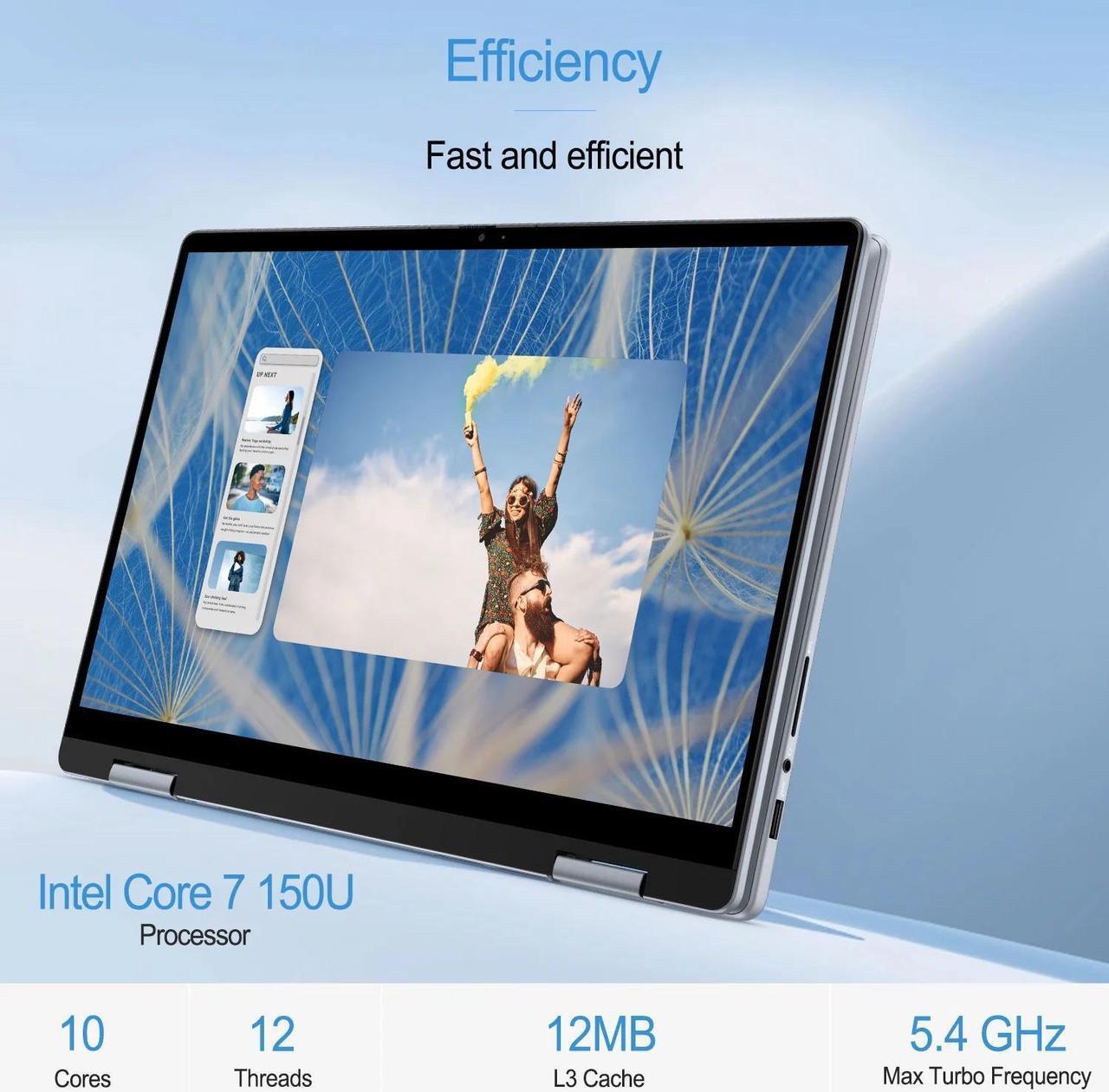Alt view image 3 of 6 - Dell Inspiron 14" FHD+ (1920 x 1200) 2-in-1 Touchscreen Notebook,Intel Core 7 150U Processor,16GB DDR5,1TB SSD,Intel Graphics,Wifi-AX,Windows 11 Pro
