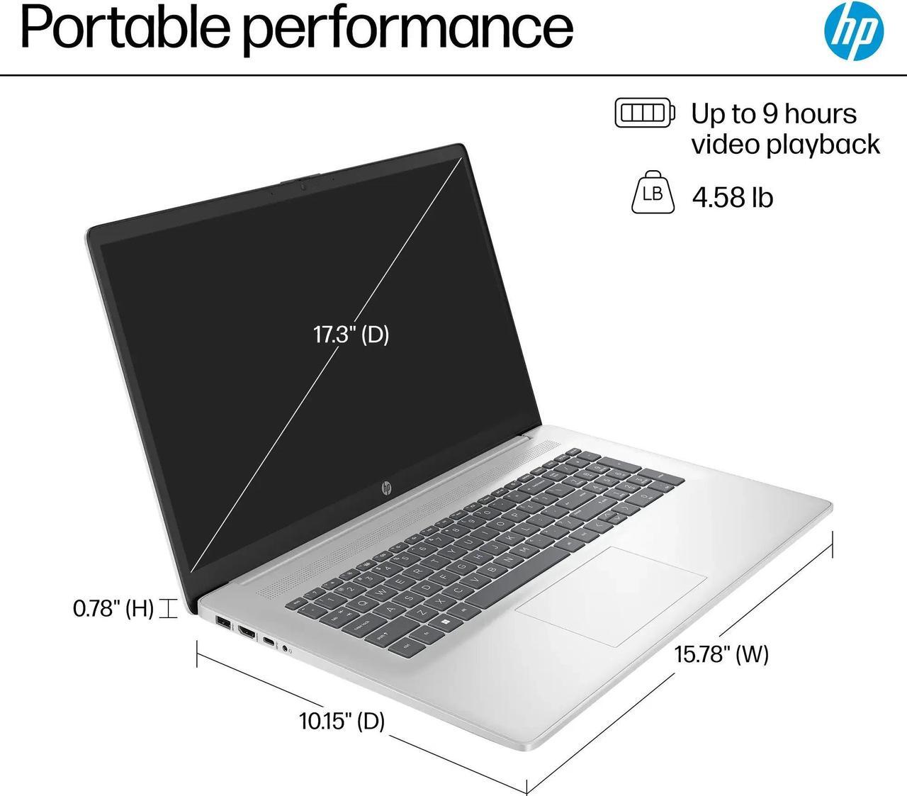 Alt view image 5 of 6 - HP 17.3" Full HD IPS Notebook,AMD Ryzen 5 7430U Processor,32GB DDR4,1TB SSD,AMD Radeon Graphics,Wifi-6,Windows 11 Pro