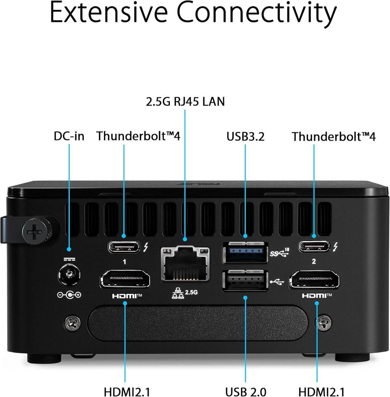 Alt view image 3 of 6 - Asus NUC 13 Pro Mini PC, Intel Core i7-1360P Processor,64GB DDR4,256GB SSD,Intel Iris Xe Graphics,Wifi-AX,Dual Monitor Capable,Windows 11 Pro