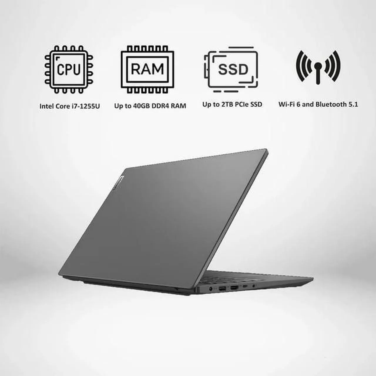 Alt view image 4 of 5 - Lenovo V15 Business Laptop, 15.6" Full HD Display,Intel Core i7-1255U Processor,16GB DDR4,4TB SSD,Intel Iris Xe Graphics,WiFi-6, Windows 11 Pro