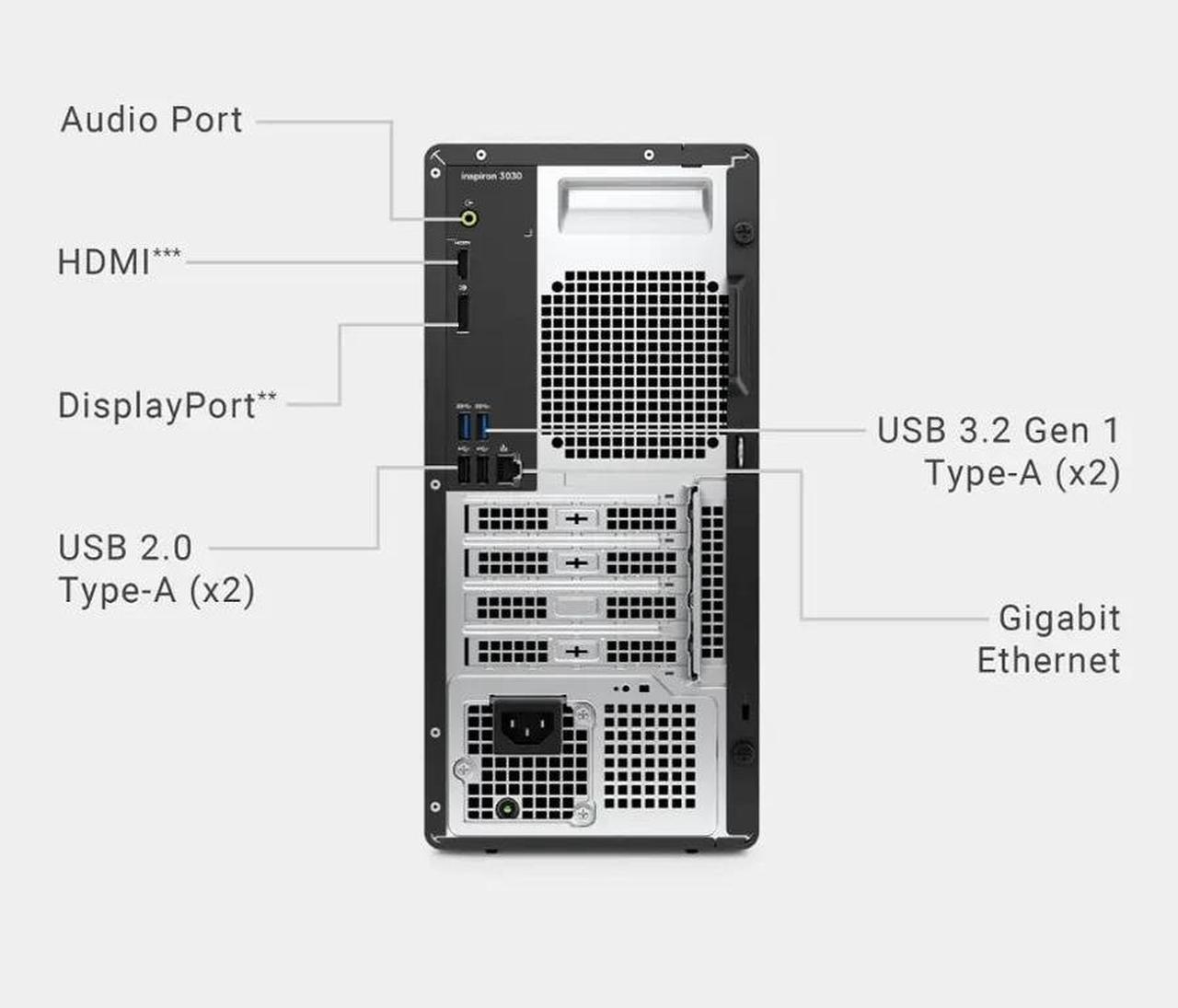 Alt view image 3 of 5 - Dell Inspiron 3030 Desktop,Intel Core  i5-14400 10-Core Processor,16GB DDR5,4TB SSD Plus 1TB HDD,Intel UHD Graphics,Wifi-AX,Dual Monitor Capable,Windows 11 Pro