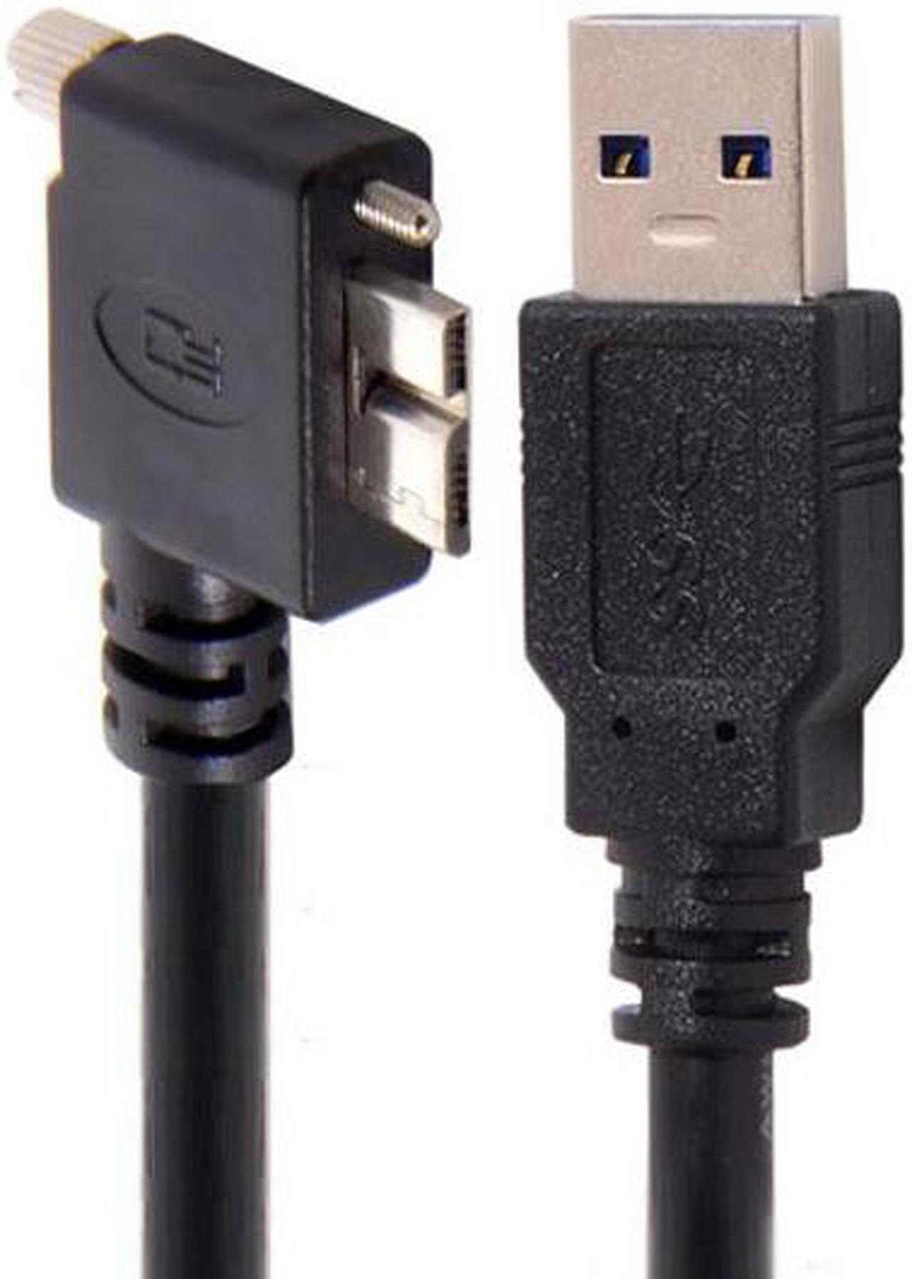 Chenyang CY 5.0M 90 Degree Left Angled Micro USB Screw Mount to 3.0 Data Cable for Industrial Camera