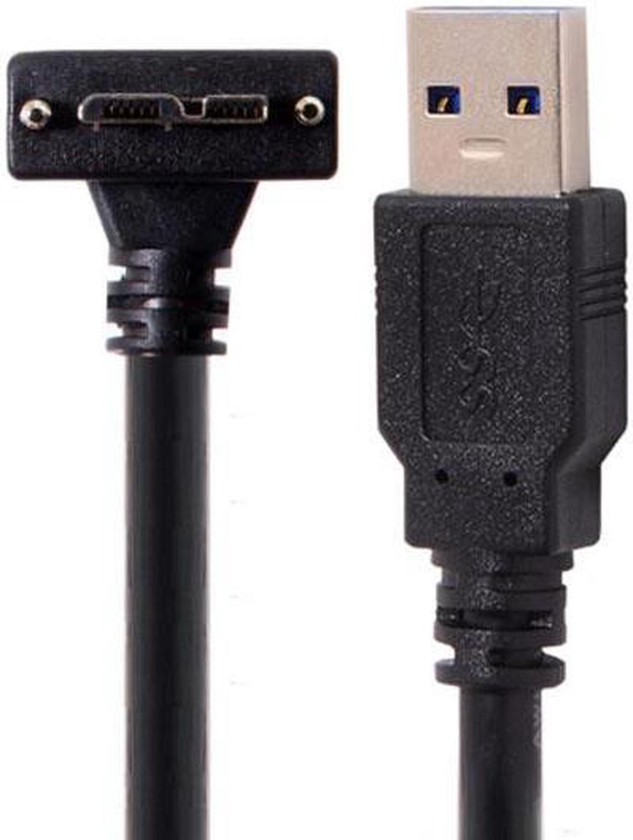 Chenyang CY 1.2m 90 Degree Up Angled Micro USB Screw Mount to 3.0 Data Cable for Industrial Camera