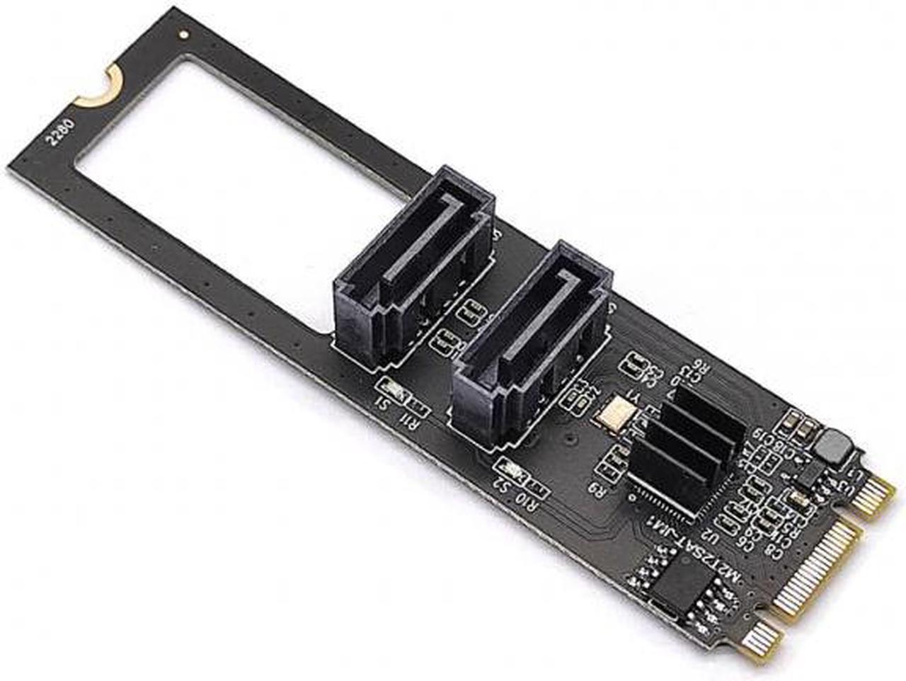 Chenyang SA-042 NGFF Key B+M PCI Express to SATA 3.0 6Gbps Dual Ports Vertical Adapter Converter Hard Drive Extension Card JMB582 2280