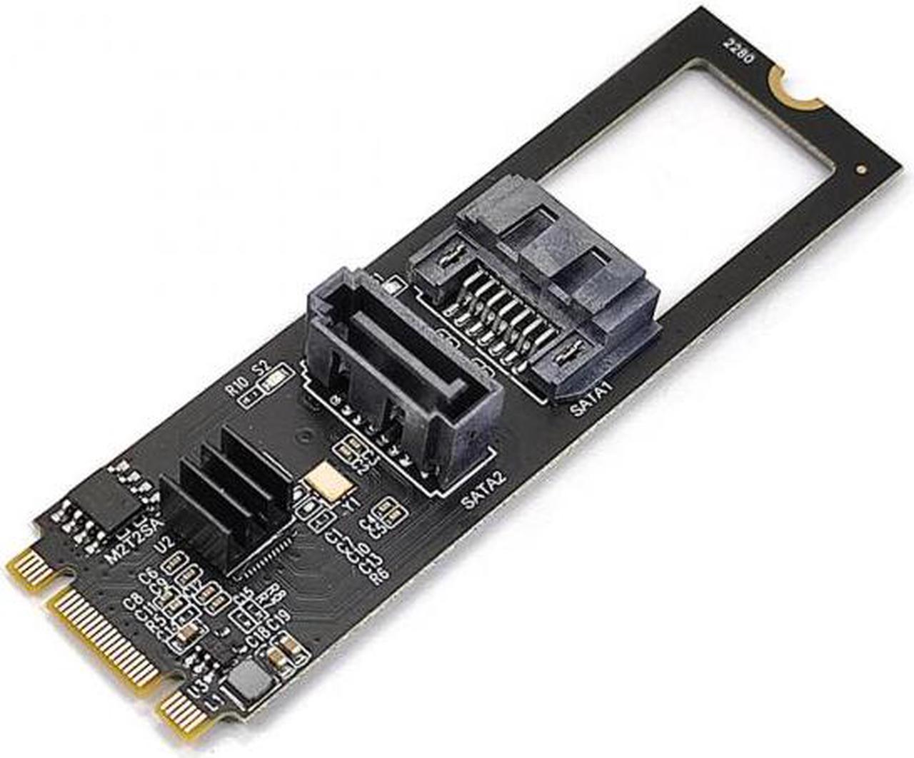 Chenyang SA-044 NGFF Key B+M PCI Express to SATA 3.0 6Gbps Dual Ports Vertical Horizontal Adapter Converter Hard Drive Extension Card JMB582 2280