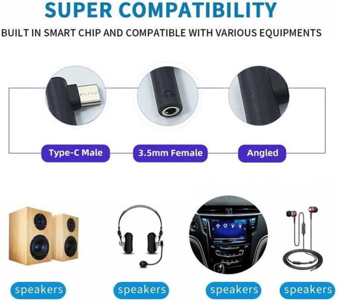 Alt view image 5 of 7 - CY 5pcs/set Type-C to 3.5mm Earphone Adapter 90 Degree Angled Type USB-C 3.1 Male to AUX Audio Female