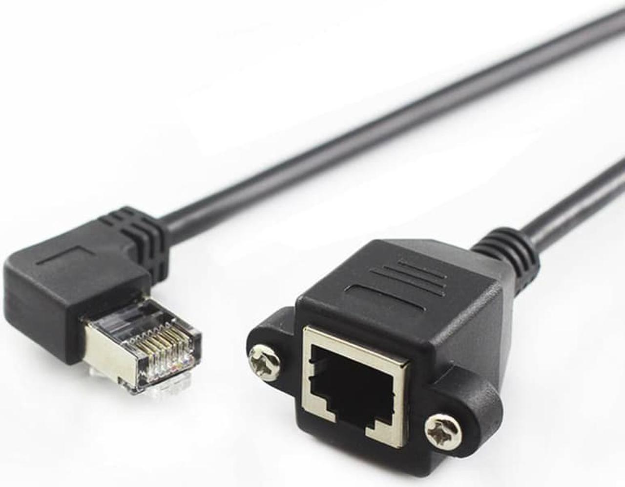 Chenyang UT-011-LE Left Angled 90 Degree 8P8C FTP STP UTP Cat6 Male to Female Lan Ethernet Network Extension Cable with Panel Mount Holes