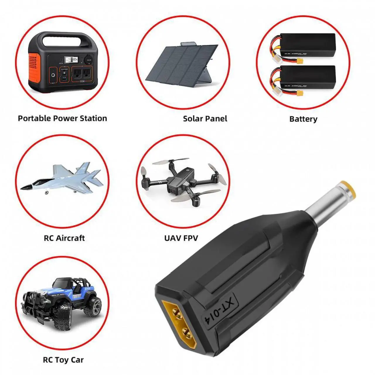 Alt view image 7 of 7 - CY XT60 Male SC100 Protocol to DC 5.5x2.5mm Male Fast Charging Adapter for RC Lipo Battery Quadcopter Multicopter Aeromodelling