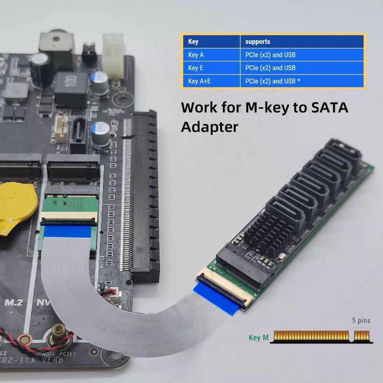 Alt view image 7 of 7 - Xiwai 2230 NGFF A+E-Key Male to NVME M-key Female Extension Cable for Laptop Mainboard SSD 2280