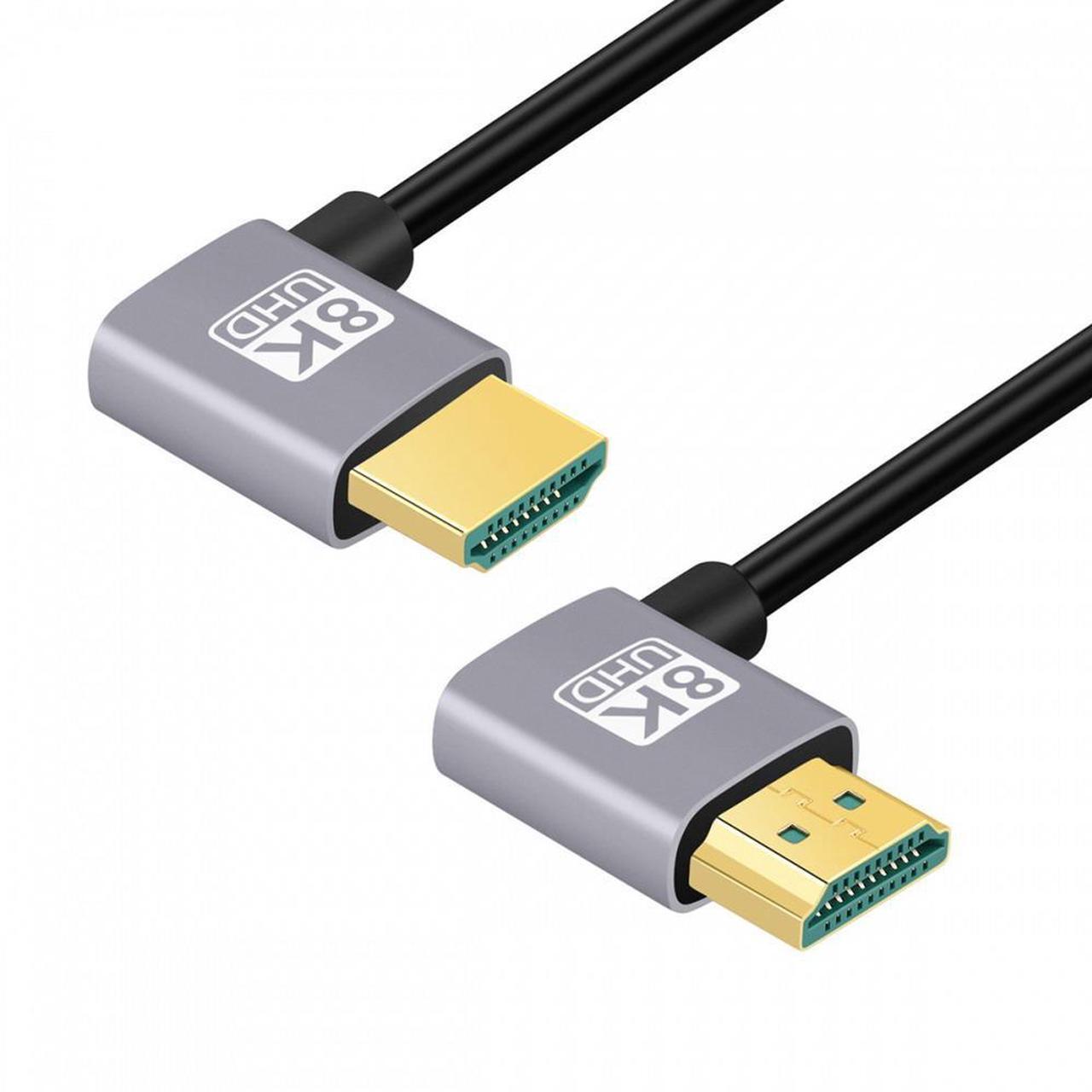 Alt view image 2 of 7 - CY HDMI 2.1 Ultra Thin HDTV Cable 8K 4K Hyper Super Flexible Slim Cord Left Angled to Right Angled 90 Degree Type-A  for Computer HDTV