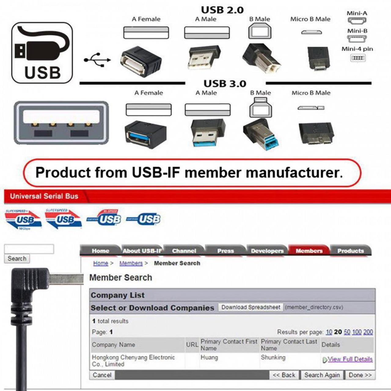 Alt view image 7 of 7 - Xiwai USB 2.0 Type-A Male to USB Female M-F Extension Cable 20cm 90 Degree Up Angled Type