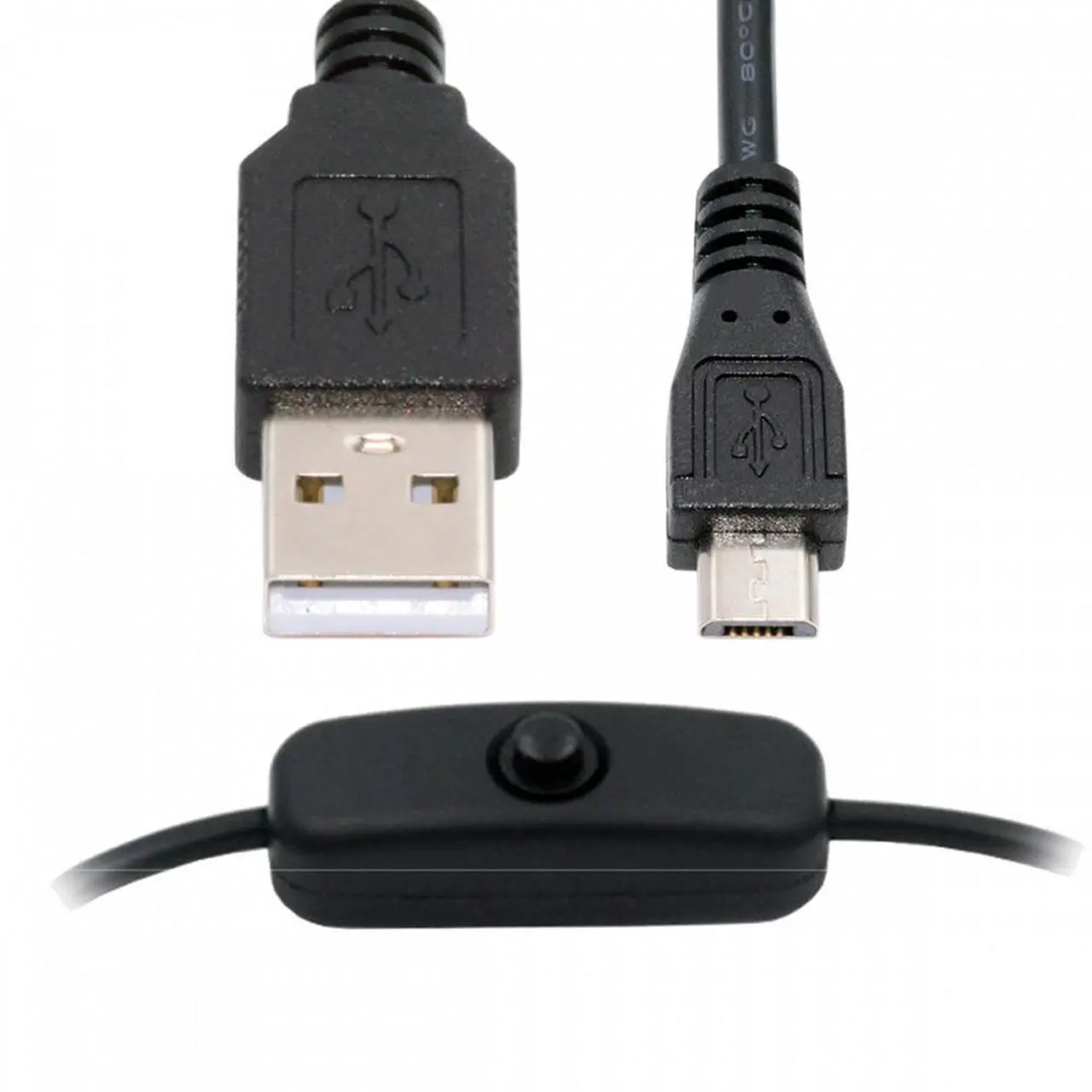 Alt view image 2 of 7 - Jimier Micro USB2.0 to Type-A Cable with On Off Power Switch Button Micro 5Pin for DC 5V Desk Lamp Fan Camera