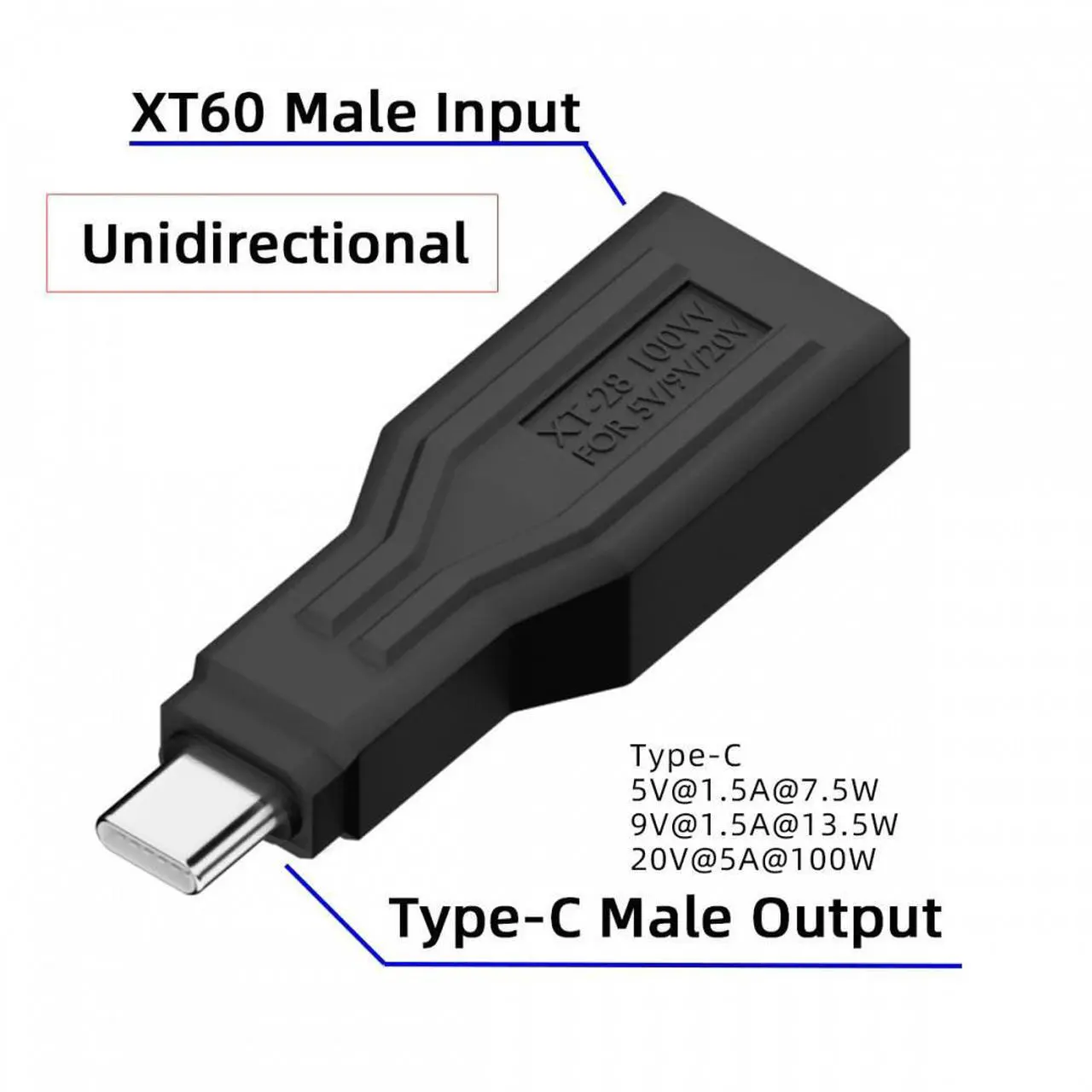 Alt view image 4 of 7 - CY XT60 Male Input SC100 Protocol to Type-C Male Output Fast Charging Adapter for RC Lipo Battery Quadcopter Laptop Phone