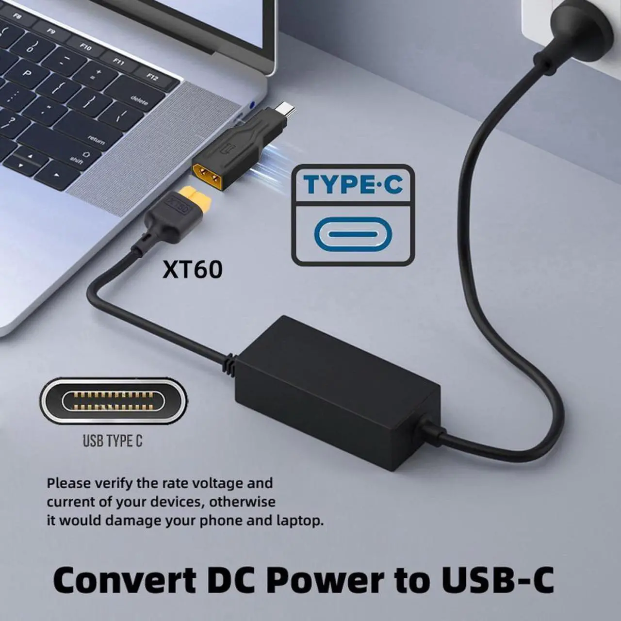 Alt view image 5 of 7 - CY XT60 Male Input SC100 Protocol to Type-C Male Output Fast Charging Adapter for RC Lipo Battery Quadcopter Laptop Phone