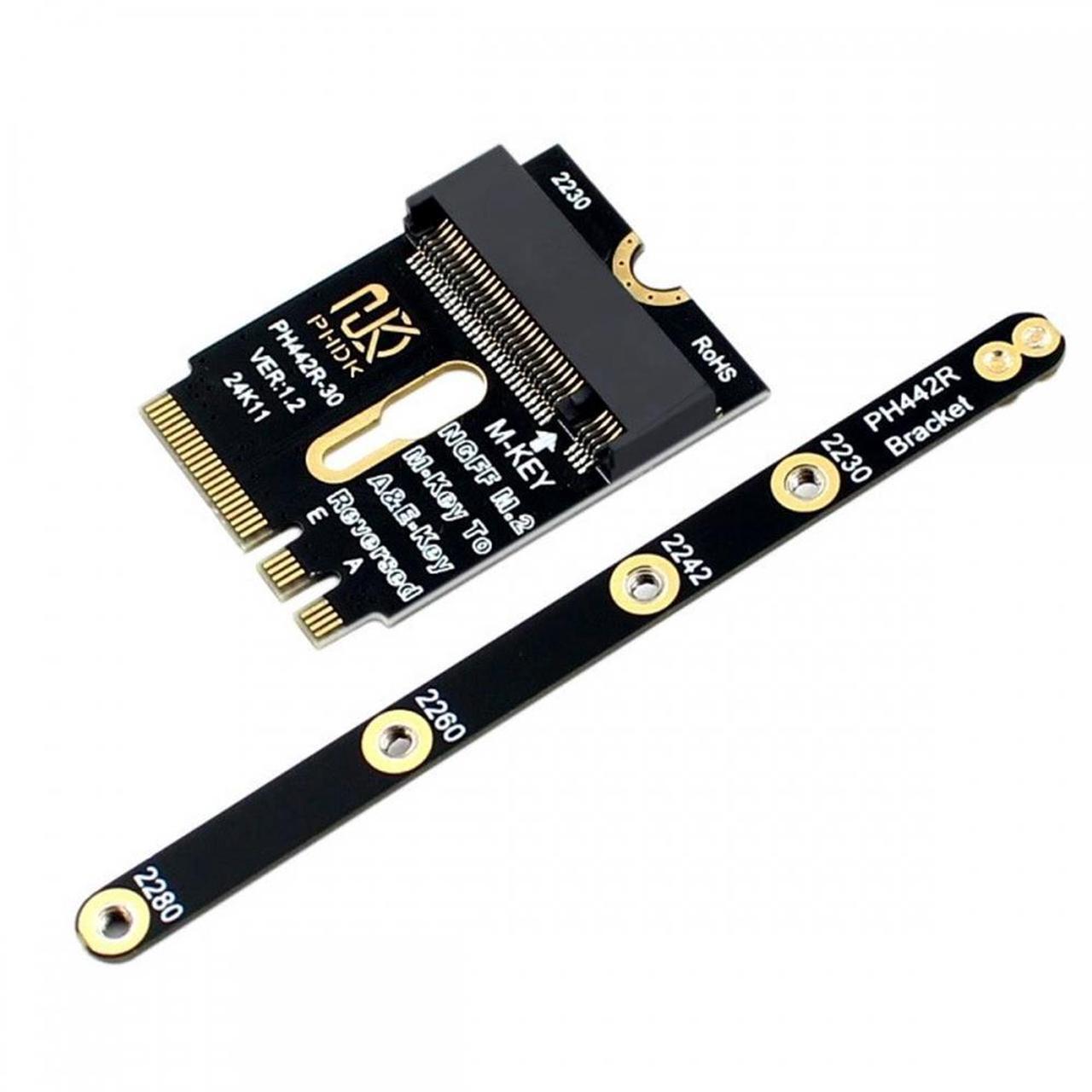 Alt view image 2 of 7 - Xiwai 2230 NGFF A+E-Key Male to NVME M-key Female Extension PCI-E 4.0 Adapter with Bracket for Laptop Mainboard SSD 2280