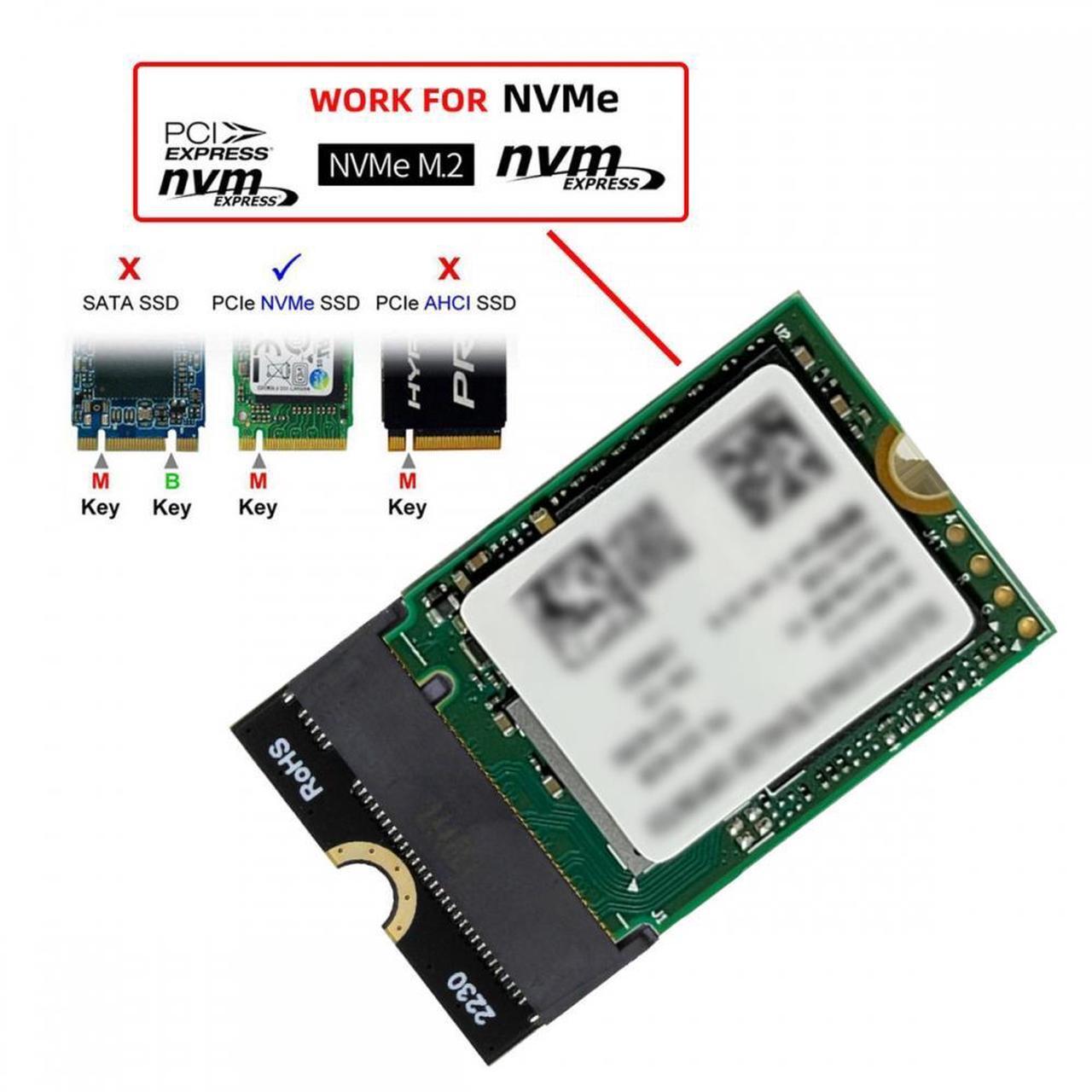 Alt view image 6 of 7 - Xiwai 2230 NGFF A+E-Key Male to NVME M-key Female Extension PCI-E 4.0 Adapter with Bracket for Laptop Mainboard SSD 2280