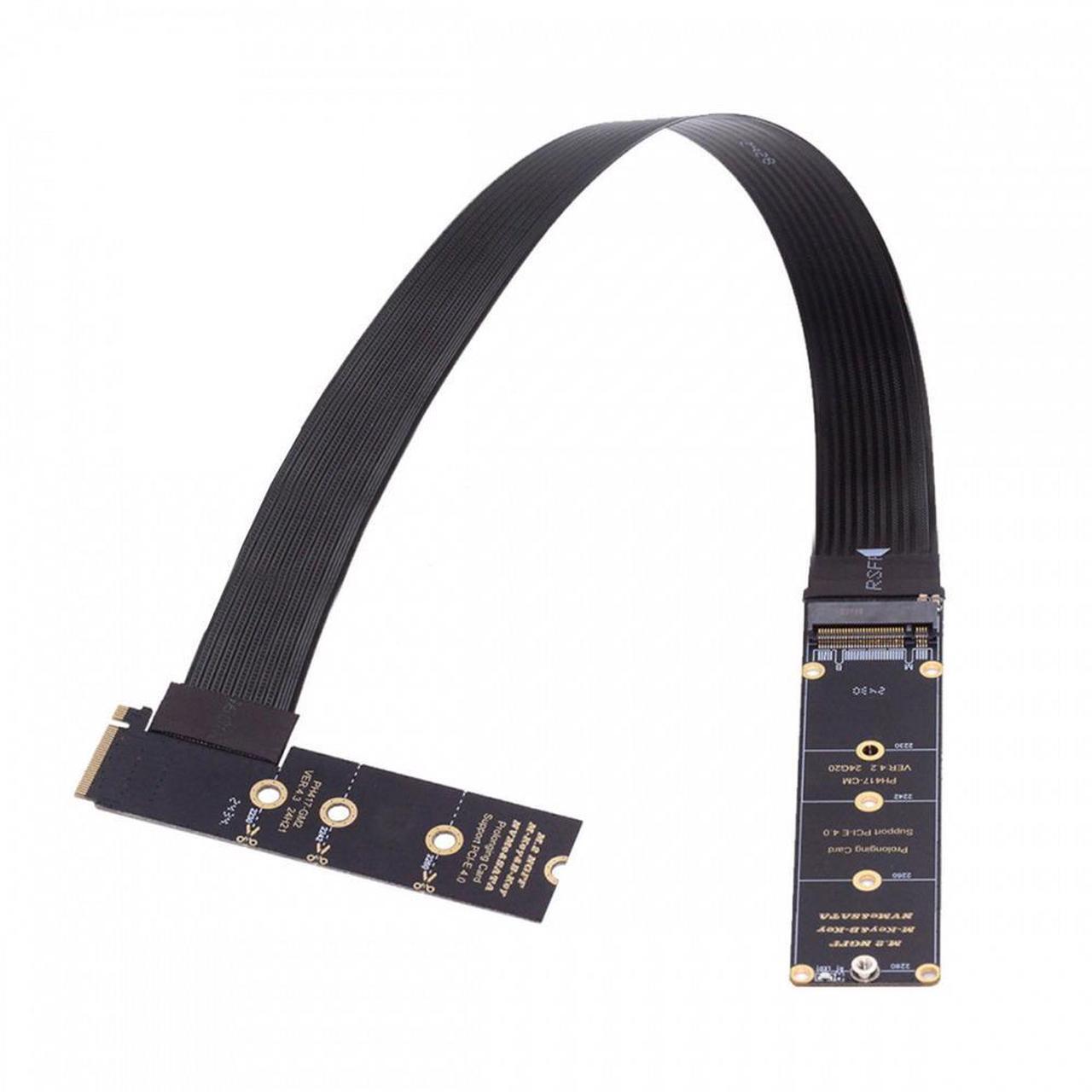 Alt view image 2 of 7 - Xiwai NGFF M-Key NVME Male to Female Extension PCI Express Cable 30cm Right Angled Type 90 Degree PCI-E 4.0 for Mainboard SSD 2230/2242/2260/2280