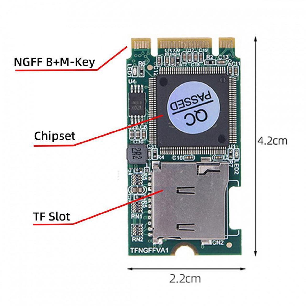 Alt view image 3 of 7 - Xiwai 22x42mm M.2 NGFF B-Key to Micro SD T-Flash TF Card Rearder B+M Key Adapter Embedded for Industrial Mobile SSD