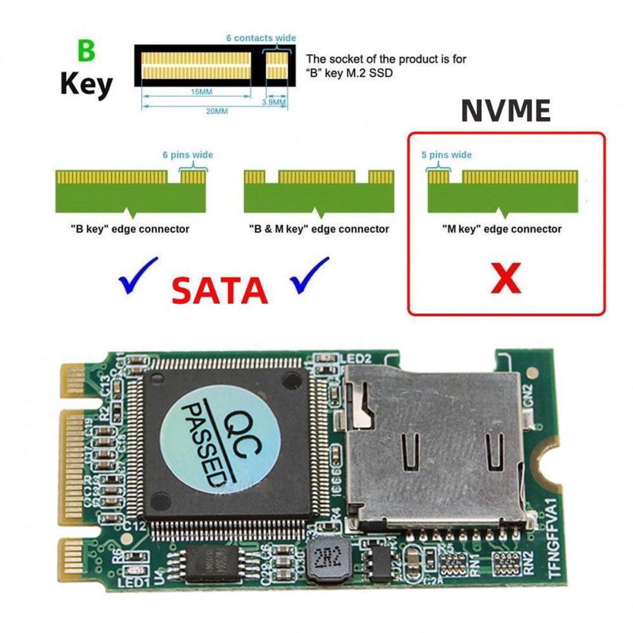 Alt view image 4 of 7 - Xiwai 22x42mm M.2 NGFF B-Key to Micro SD T-Flash TF Card Rearder B+M Key Adapter Embedded for Industrial Mobile SSD