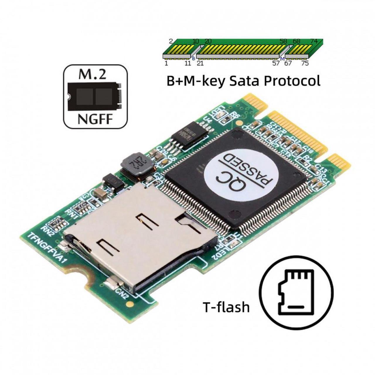 Alt view image 7 of 7 - Xiwai 22x42mm M.2 NGFF B-Key to Micro SD T-Flash TF Card Rearder B+M Key Adapter Embedded for Industrial Mobile SSD