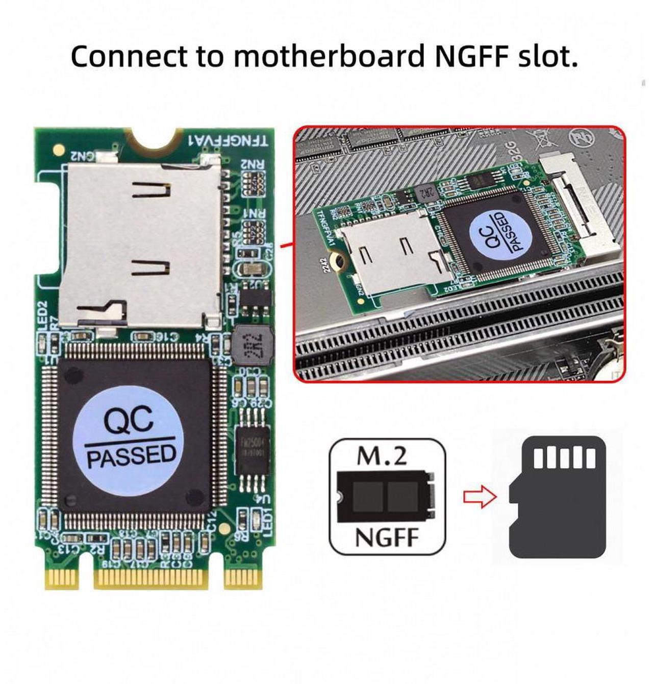 Alt view image 6 of 7 - Xiwai 22x42mm M.2 NGFF B-Key to Micro SD T-Flash TF Card Rearder B+M Key Adapter Embedded for Industrial Mobile SSD