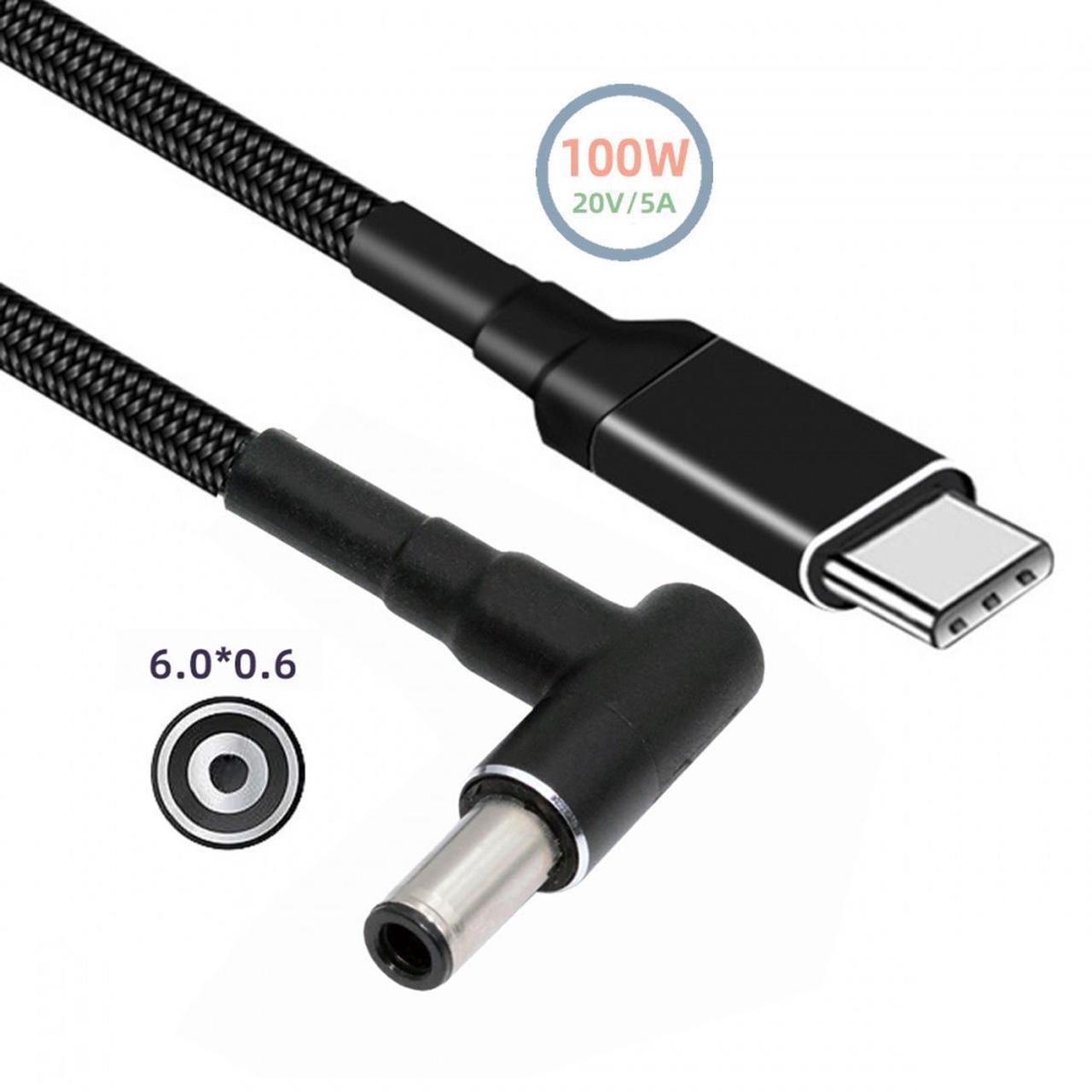 Alt view image 2 of 7 - CY 100W Type C USB-C Input to 20V DC 6.0*1.4*0.6mm Output Power 20V 5A 65W PD Charge Cable for Laptop