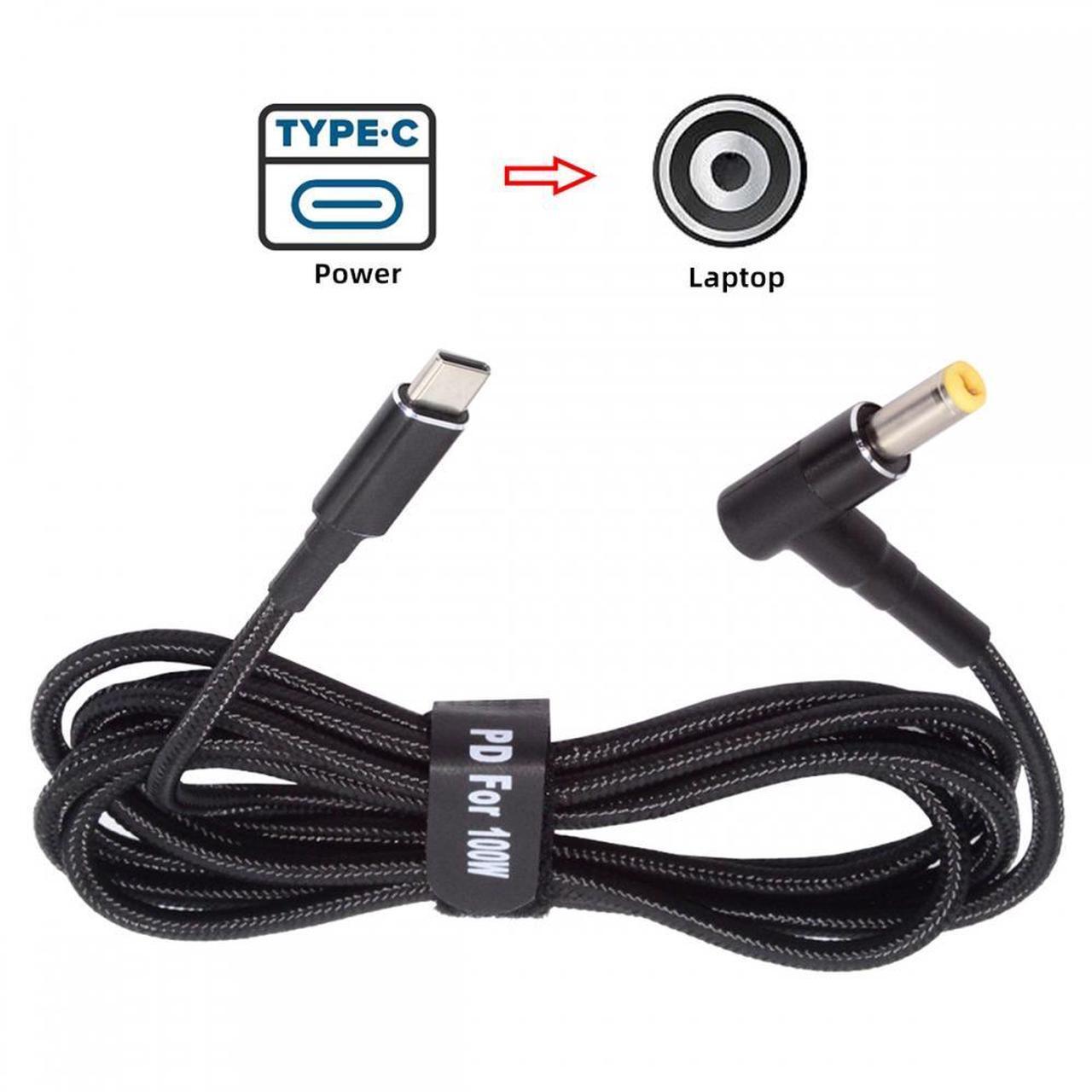 Alt view image 7 of 7 - CY 100W Type C USB-C Input to 20V DC 5.5*2.5mm Output Power 20V 5A 65W PD Charge Cable for Laptop