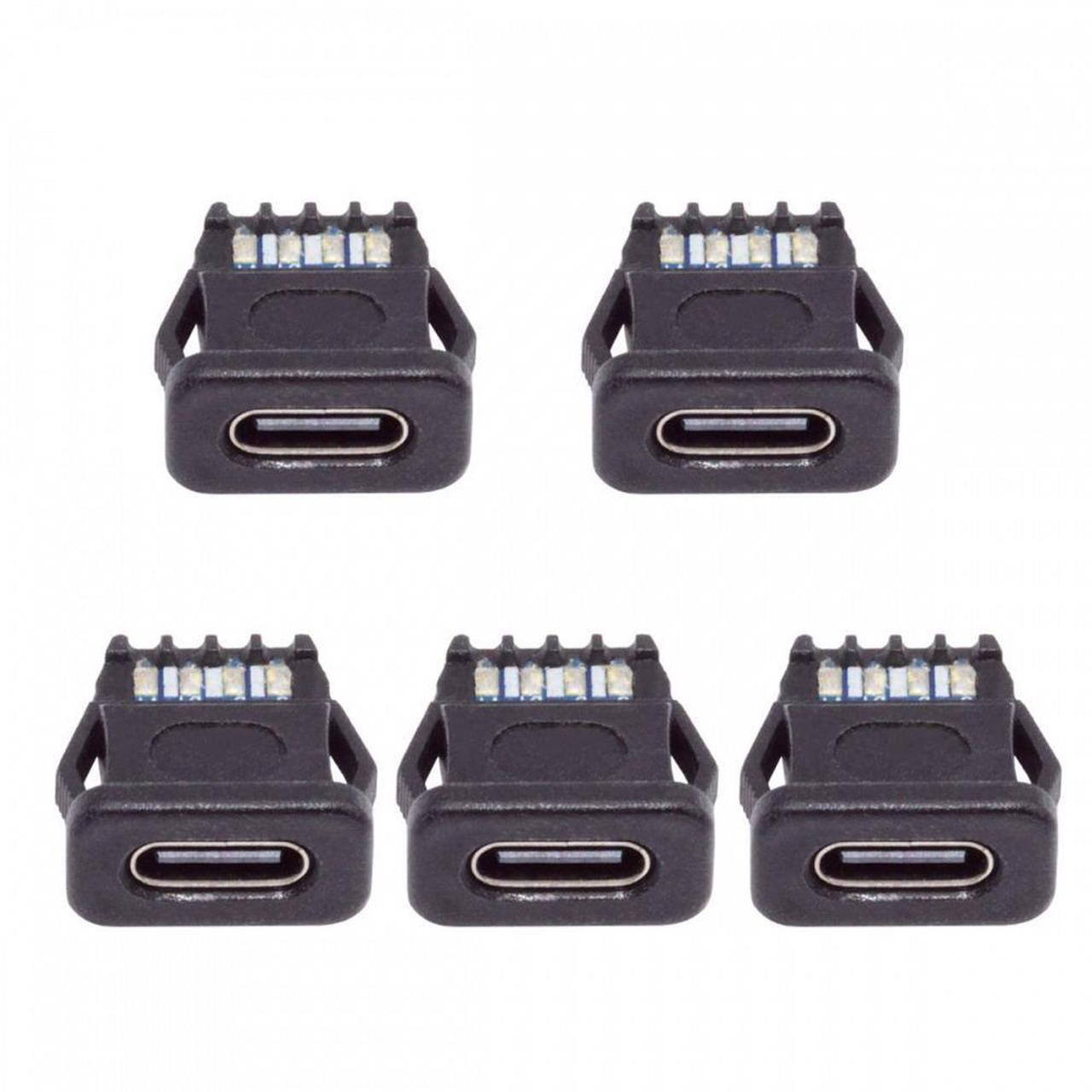 Alt view image 2 of 7 - Jimier 5pcs/set DIY OEM Type C Female Socket Connector to 6Pin PCBA Pinout Rectangle Latch Mount Type DC 5V/20V PD Power IP67