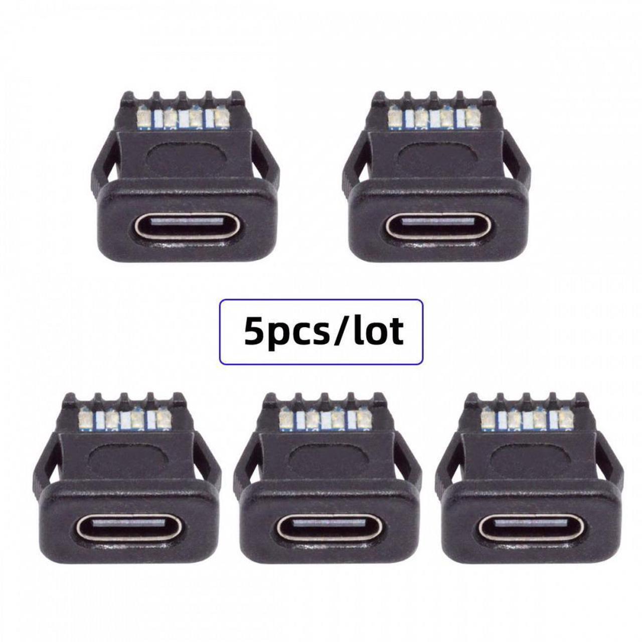 Alt view image 3 of 7 - Jimier 5pcs/set DIY OEM Type C Female Socket Connector to 6Pin PCBA Pinout Rectangle Latch Mount Type DC 5V/20V PD Power IP67