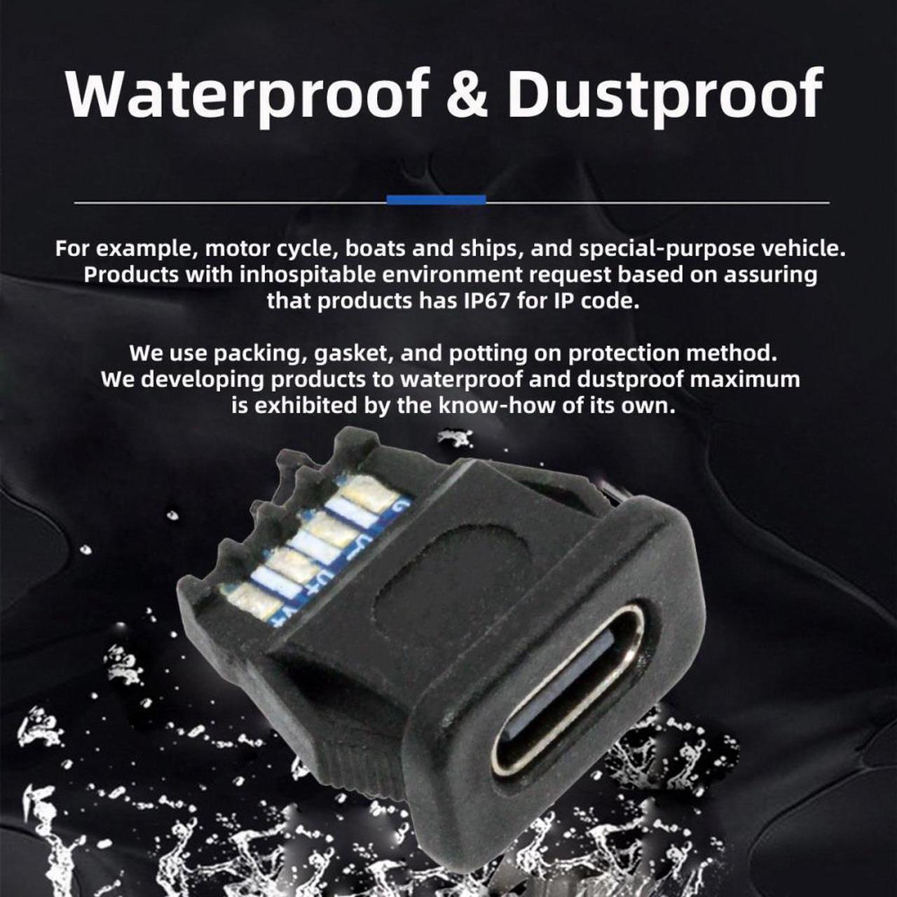 Alt view image 6 of 7 - Jimier 5pcs/set DIY OEM Type C Female Socket Connector to 6Pin PCBA Pinout Rectangle Latch Mount Type DC 5V/20V PD Power IP67