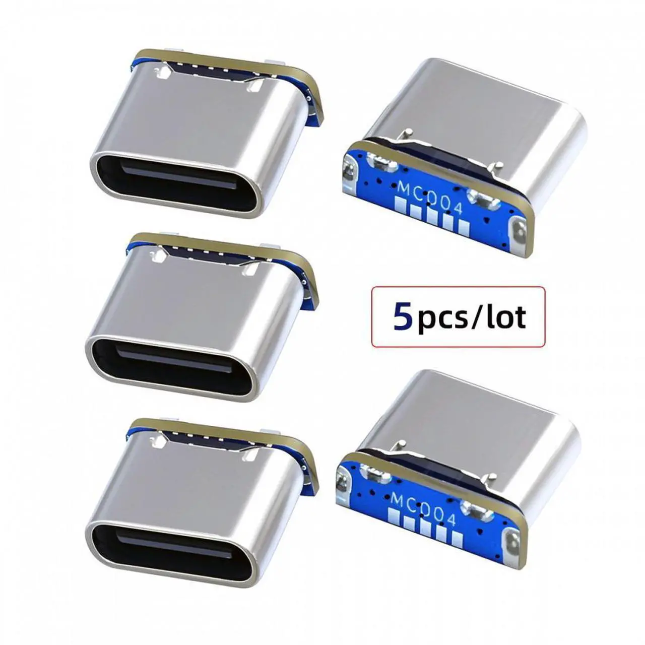 Alt view image 3 of 7 - Cablecc 5pcs/lot DIY Solder Type-C Female Socket Connector Replace for Mini-USB 5Pin Female SMT Type DC 5V Power