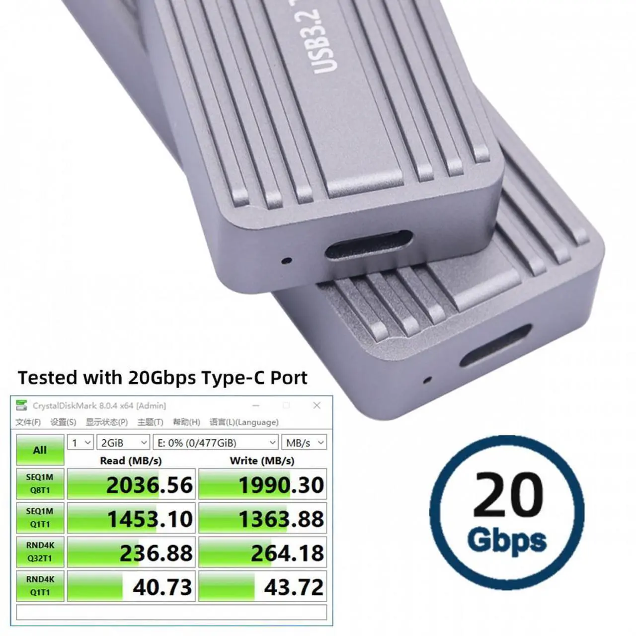 Alt view image 5 of 7 - Cablecc 20Gbps Type-C USB3.2 USB4 to NVME M-key M.2 NGFF SATA SSD PCBA Enclosure 2242/2230mm Adapter RTL9220 Chipset