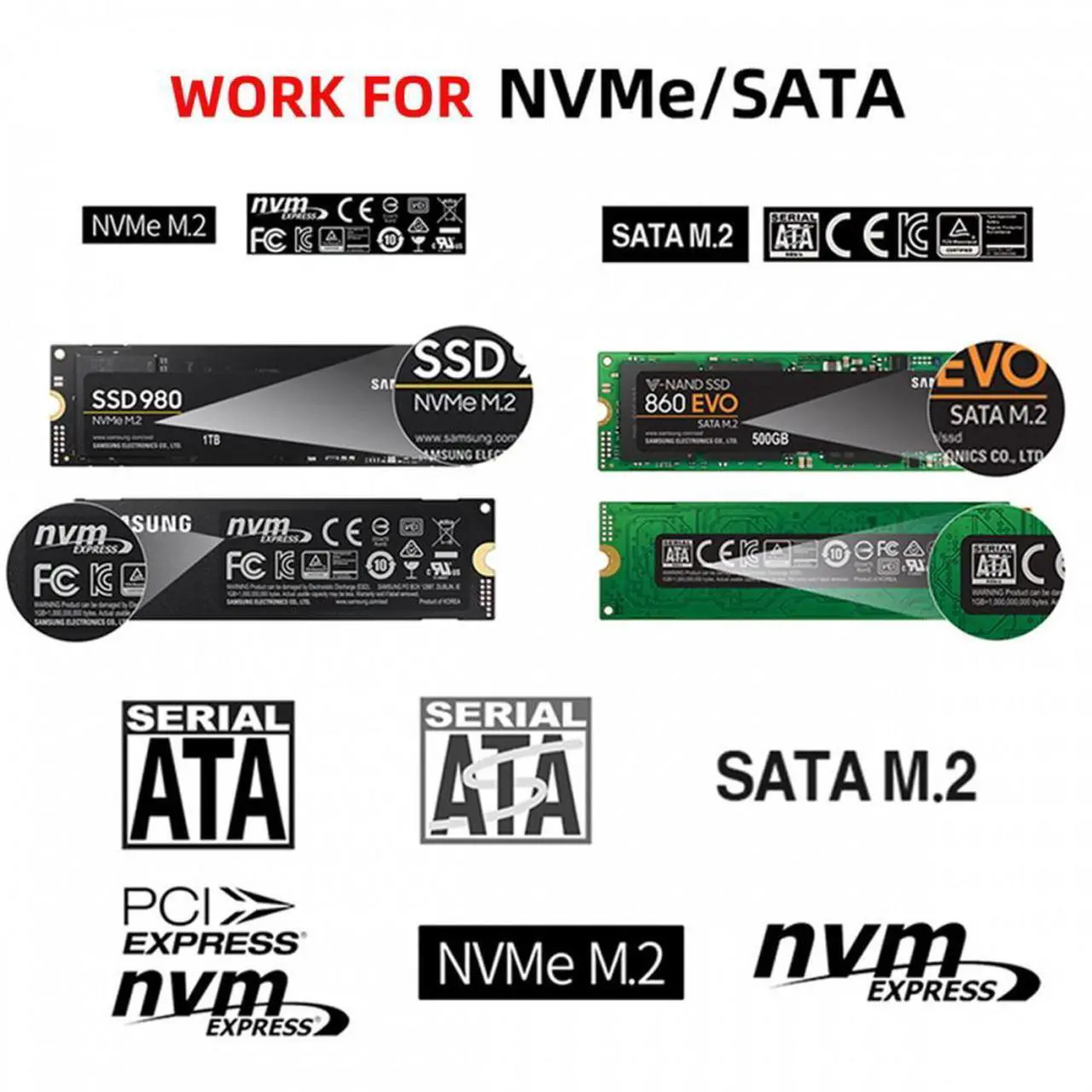 Alt view image 6 of 7 - Cablecc 20Gbps Type-C USB3.2 USB4 to NVME M-key M.2 NGFF SATA SSD PCBA Enclosure 2242/2230mm Adapter RTL9220 Chipset