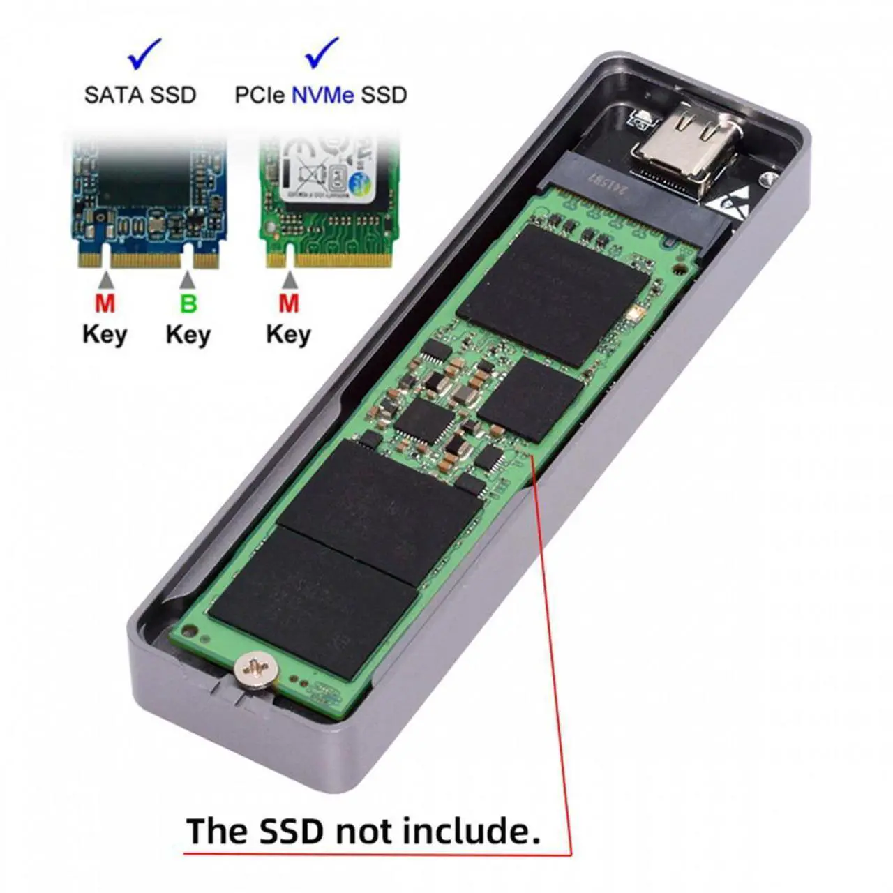 Alt view image 2 of 7 - Chenyang 20Gbps Type-C USB3.2 USB4 to NVME M-key M.2 NGFF SATA SSD PCBA Enclosure 2280/2242/2230mm Adapter RTL9220 Chipset