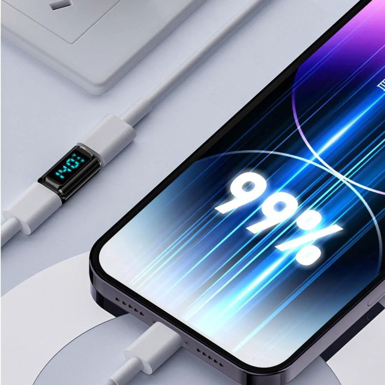 Alt view image 7 of 7 - Jimier Type-C Smart LED Display USB-C Female to Female Extension Adapter USB4.0 40Gbps 140W Current Voltage Monitoring Tester Detector