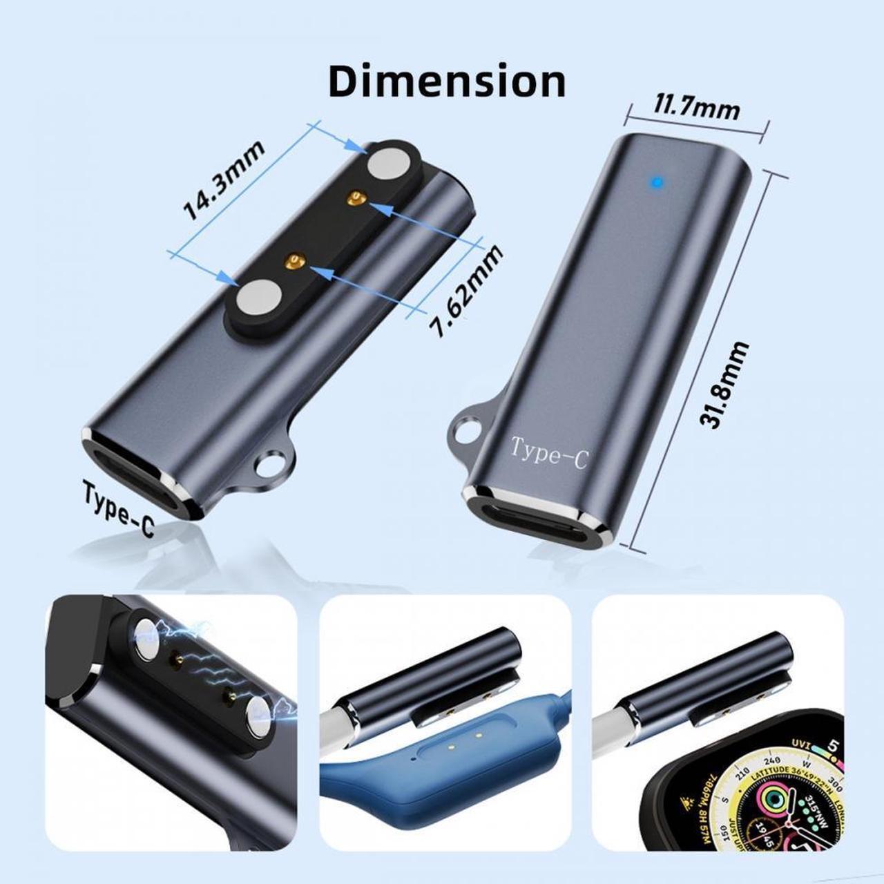 Alt view image 5 of 7 - CY 2pcs/lot Magnetic Smart Watch Charging Adapter USB Type-C to Pitch 7.62mm with 2-Pin 4-Pin Compatible with Bone Conduction Headphone