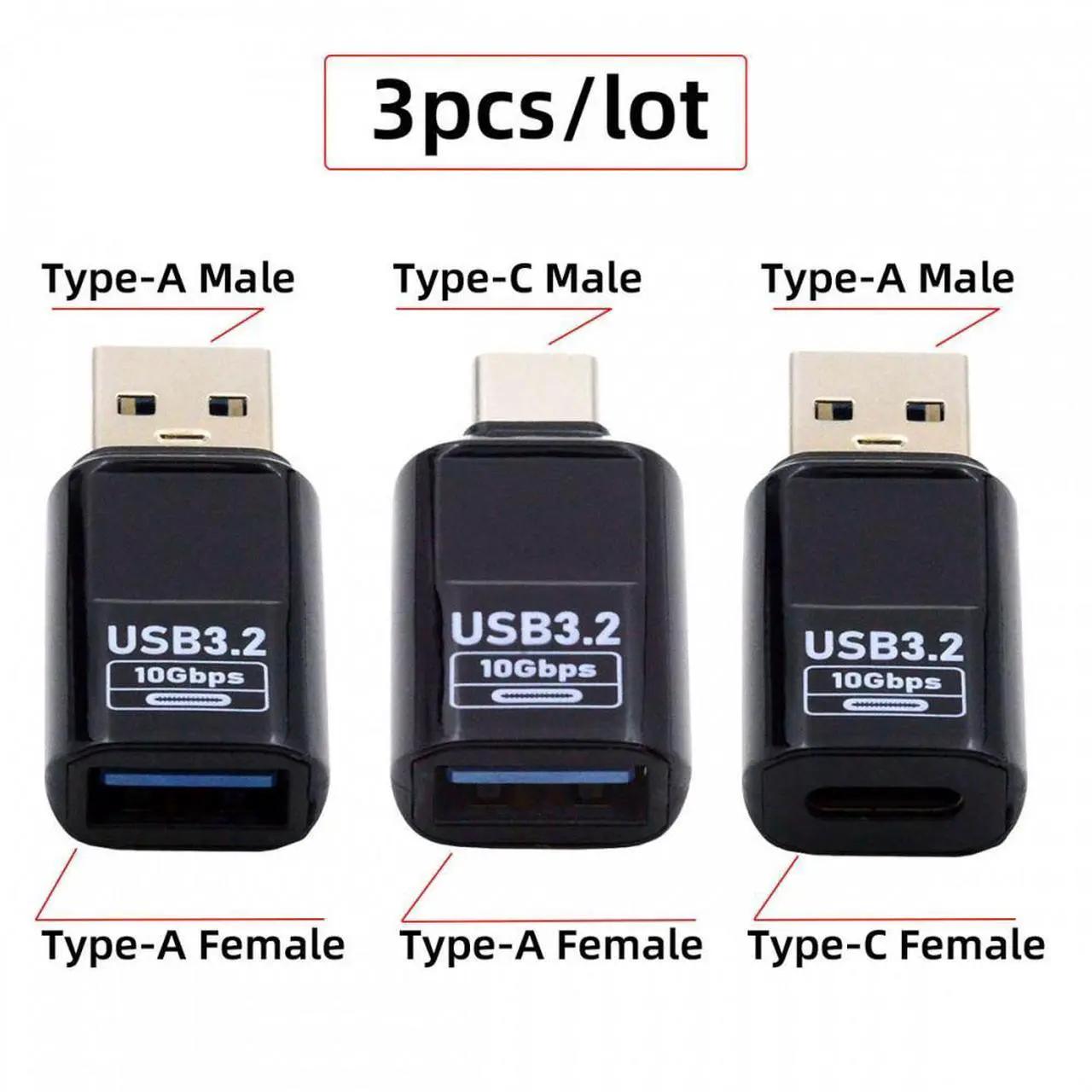 Alt view image 3 of 7 - Xiwai 3pcs/lot Type-C Smart LED Display USB-C to USB3.2 Type-A Adapter 10Gbps Data Current Voltage Fast Charging Monitoring Display Tester Detector