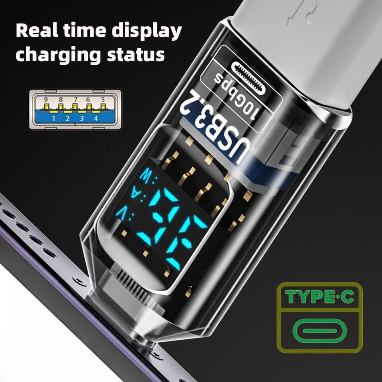 Alt view image 4 of 7 - Xiwai 3pcs/lot Type-C Smart LED Display USB-C to USB3.2 Type-A Adapter 10Gbps Data Current Voltage Fast Charging Monitoring Display Tester Detector